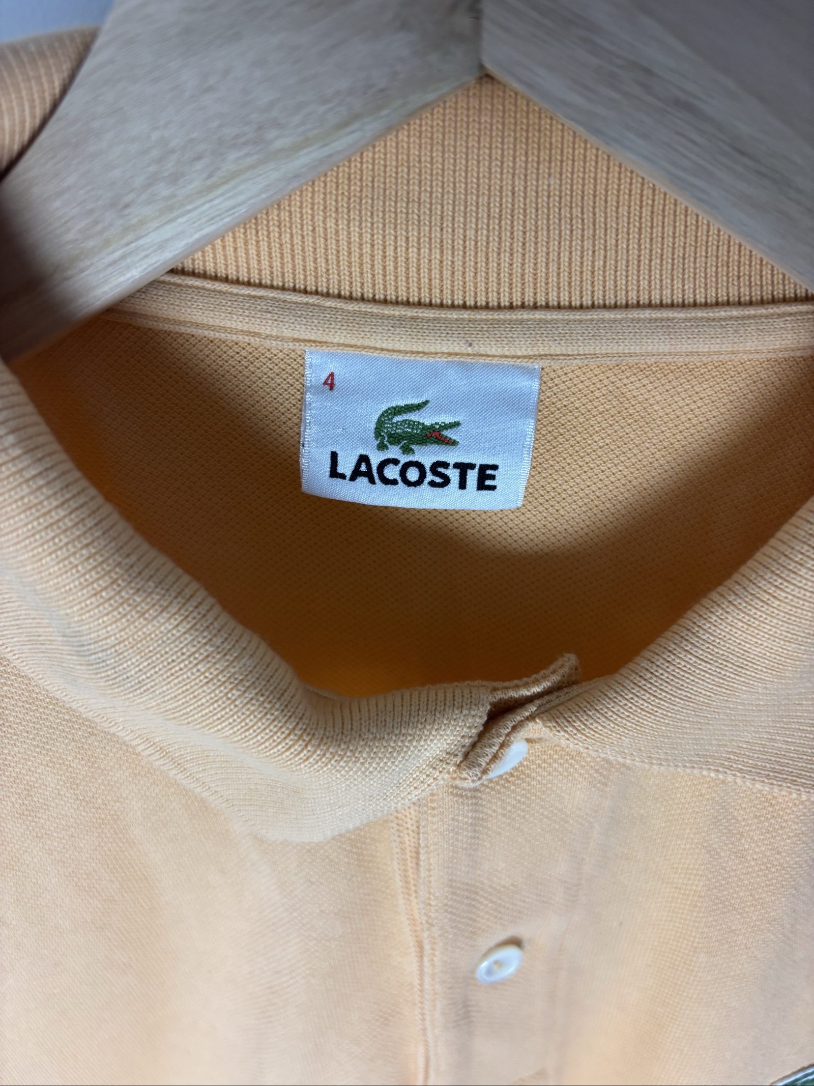 Lacoste Men's Peach Cotton Polo Shirt Size 4 Chest 40 in (102 cm) Length 28 in (71 cm) image 3