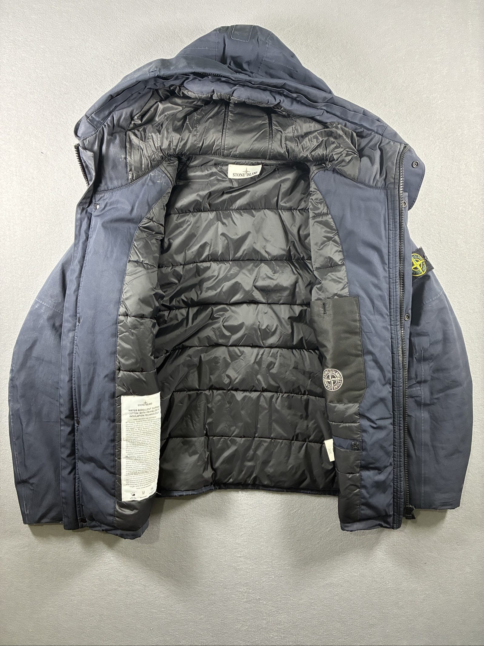 Stone Island Men's Navy Hooded Puffer Jacket Large Detachable Patch image 5