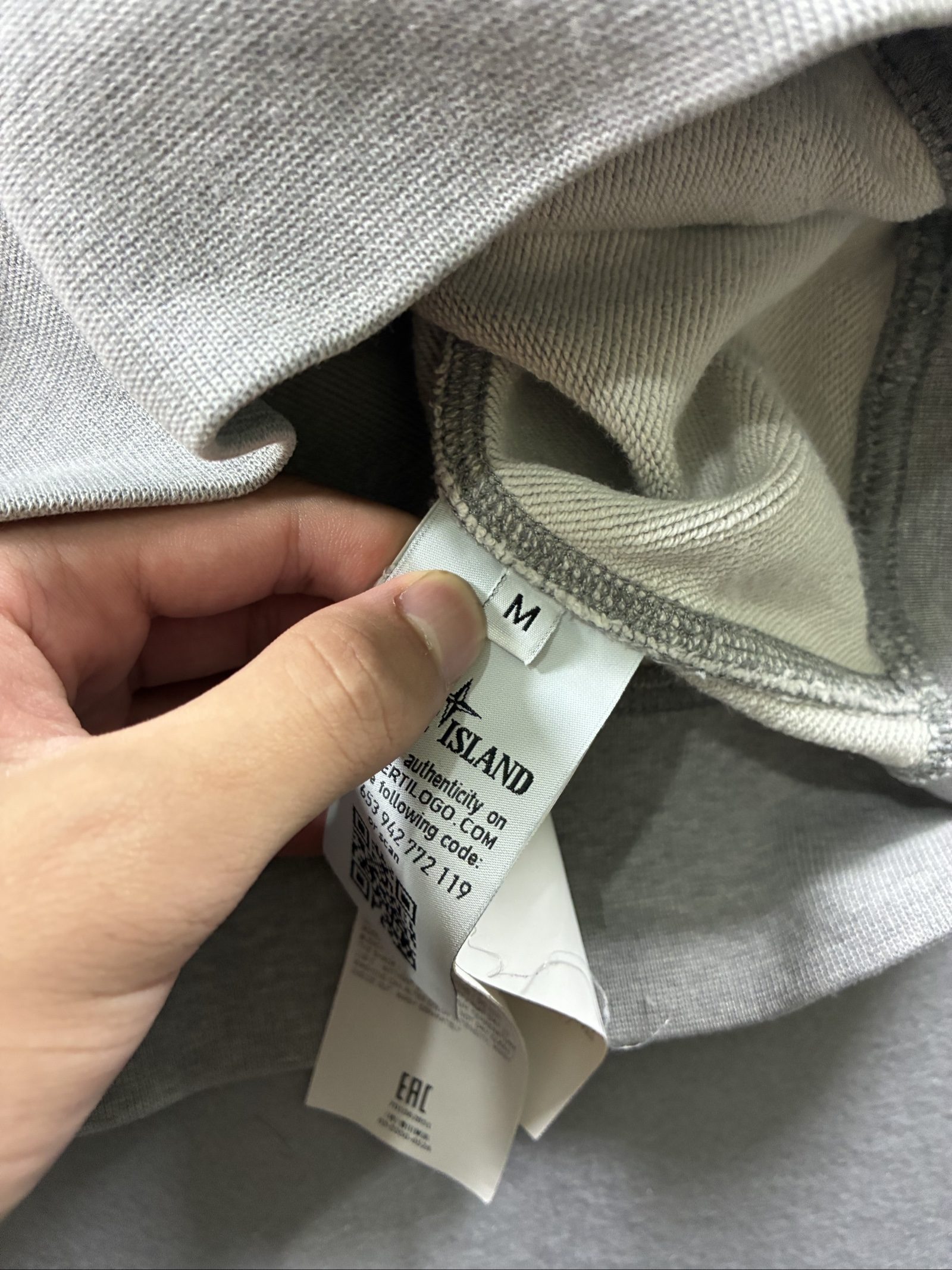 Stone Island Men's Grey Cotton Hoodie Medium image 5