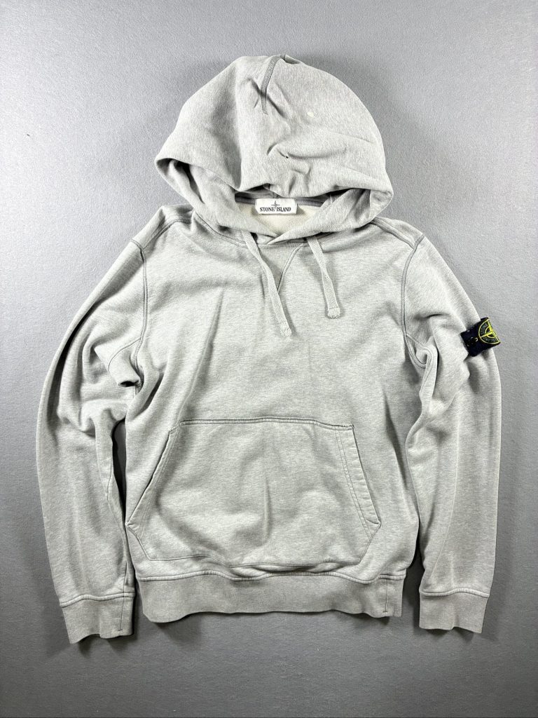 Stone Island Men's Grey Cotton Hoodie Medium
