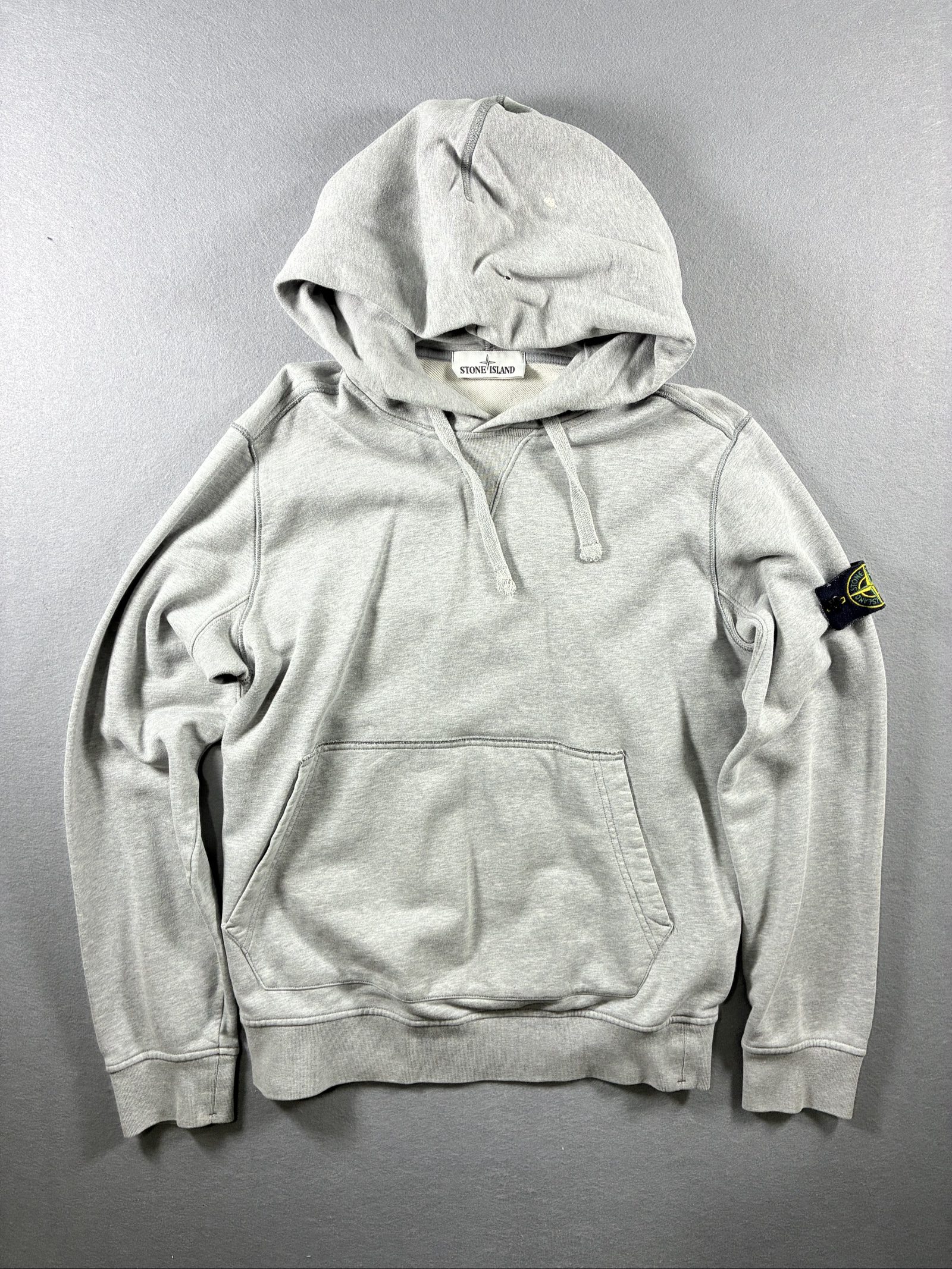 Stone Island Men's Grey Cotton Hoodie Medium