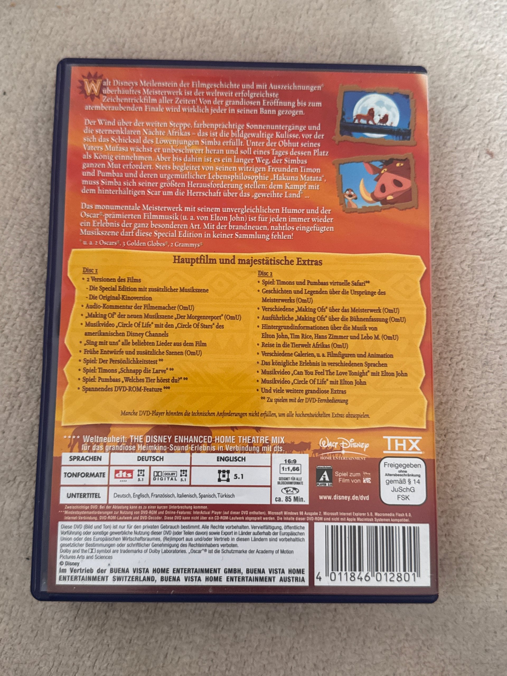 Walt Disney The Lion King German DVD 2-Disc Special Edition cd-a-01 image 2