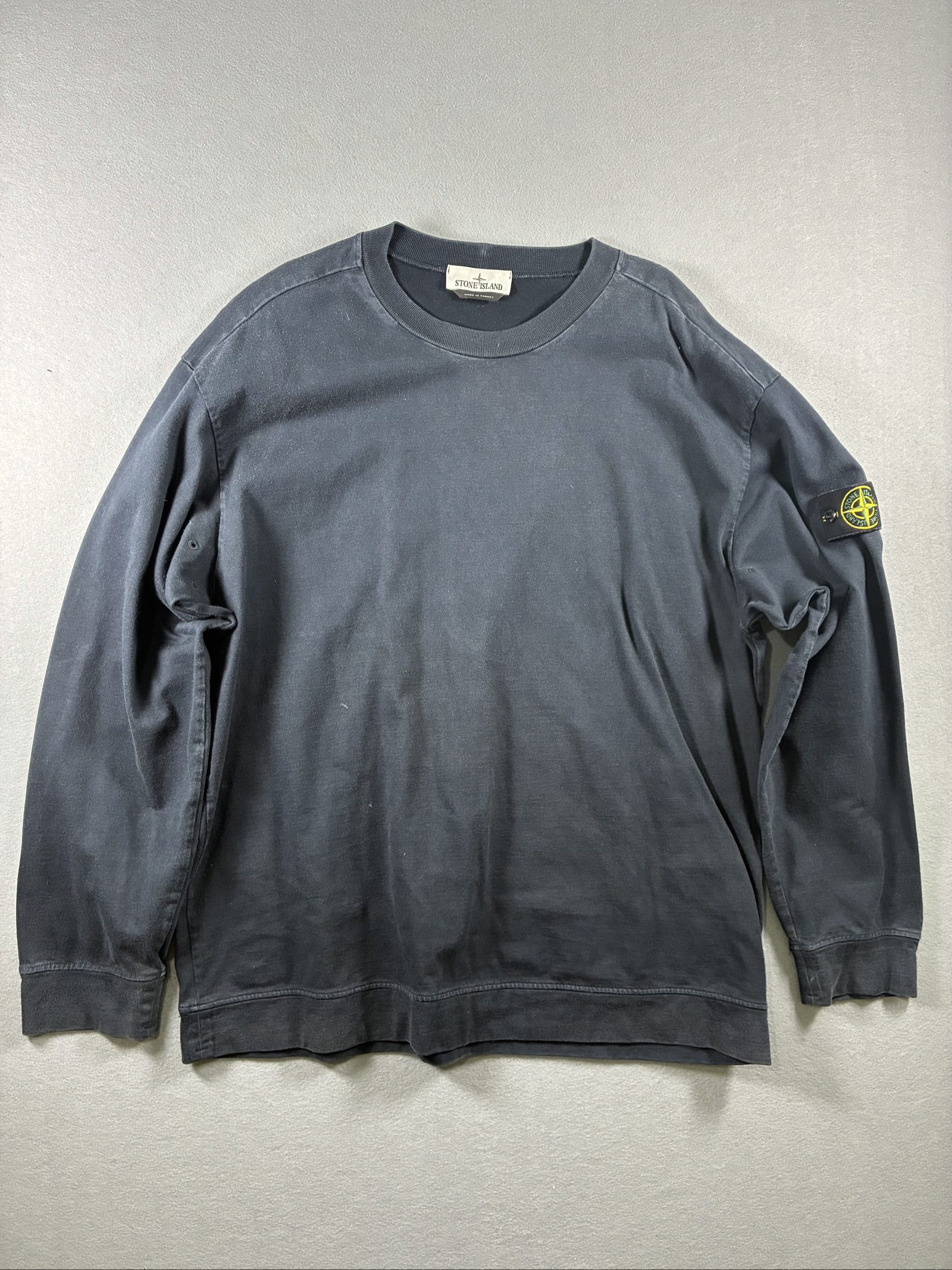 Stone Island Men's Navy Cotton Long Sleeve Sweater XXL Compass Patch