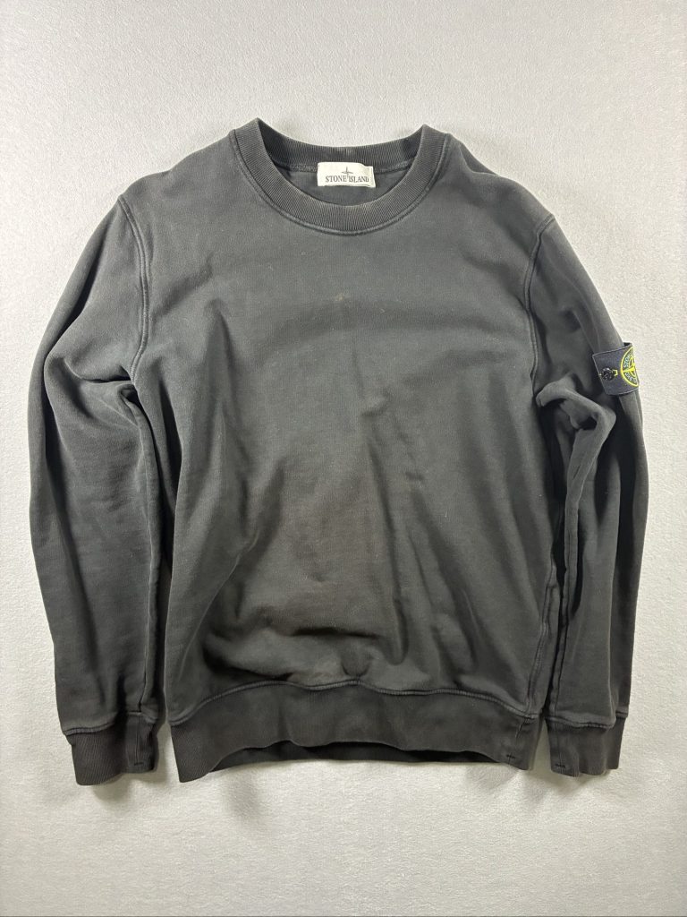 Stone Island Men Black Crewneck Sweatshirt Large Cotton