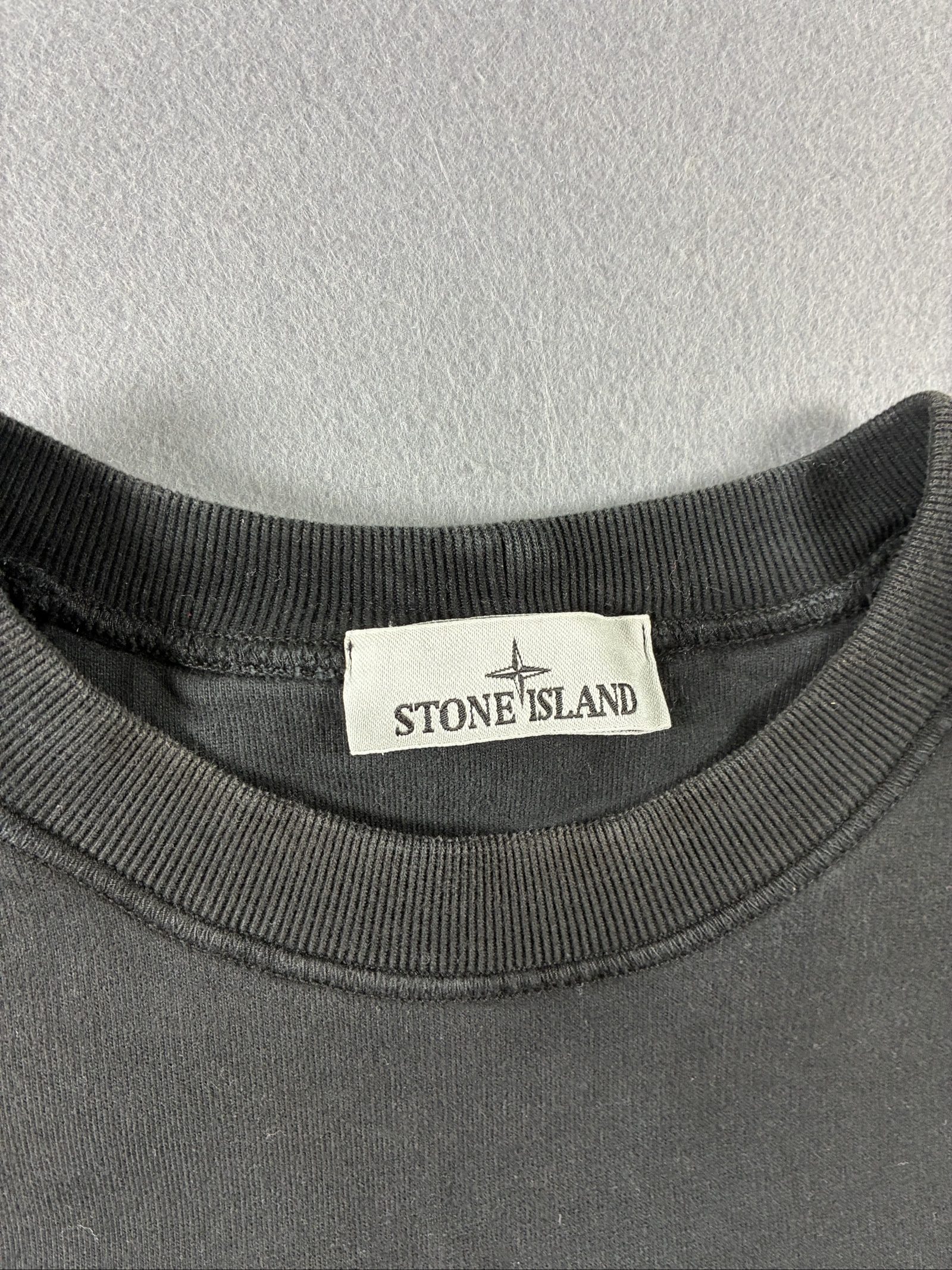 Stone Island Men Black Crewneck Sweatshirt Large Cotton image 2