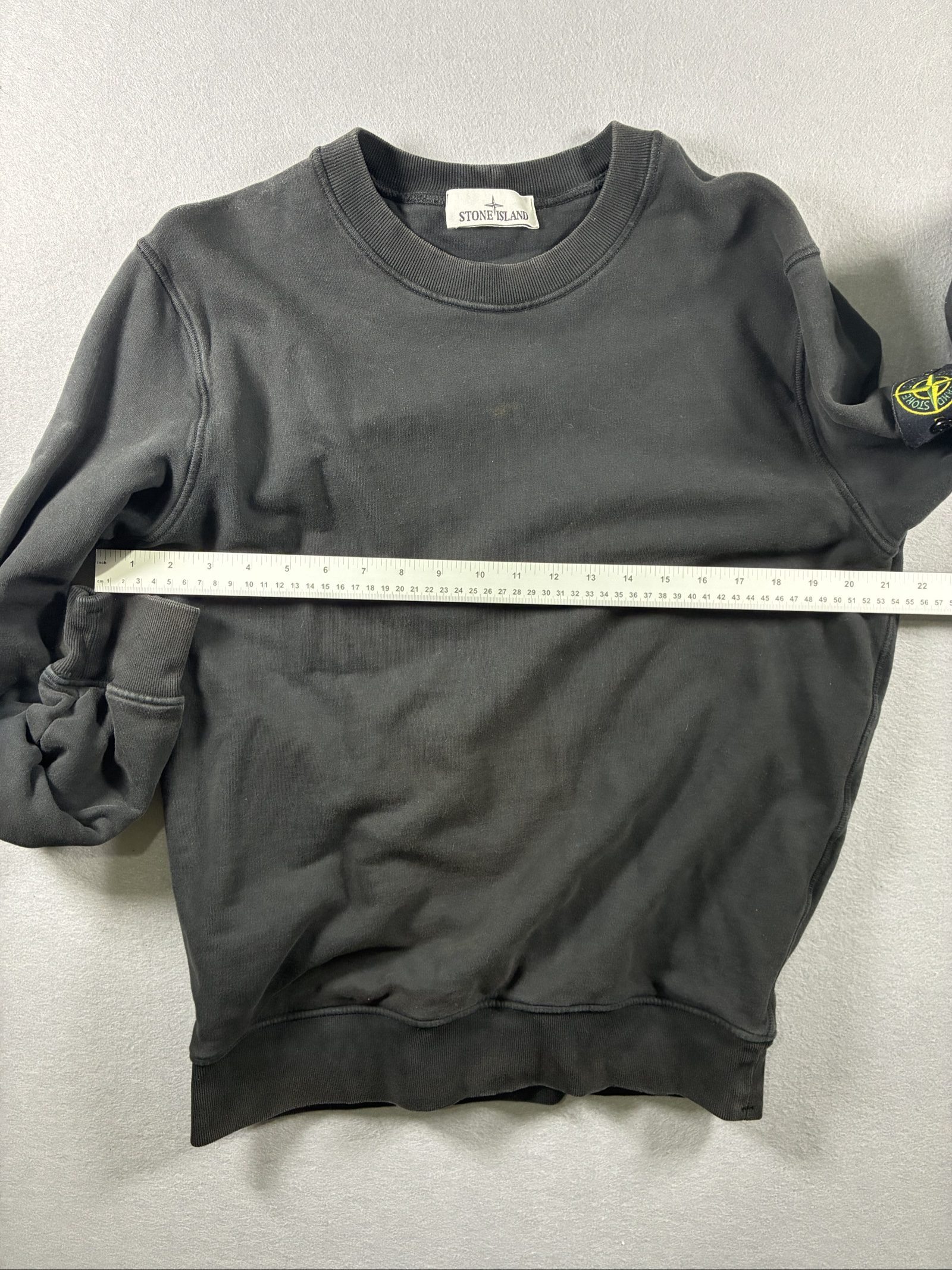 Stone Island Men Black Crewneck Sweatshirt Large Cotton image 5