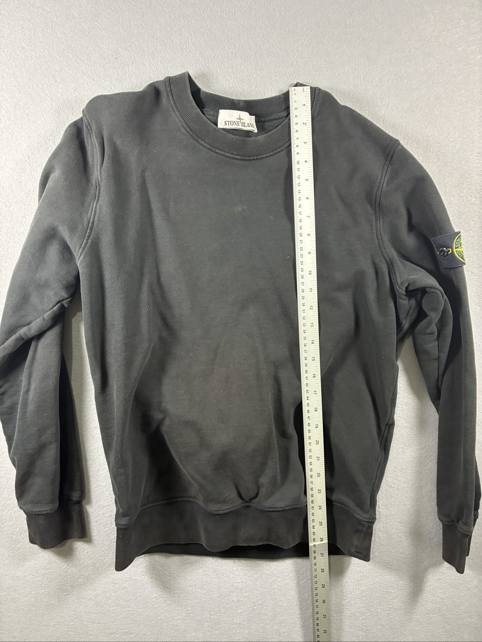 Stone Island Men Black Crewneck Sweatshirt Large Cotton image 8