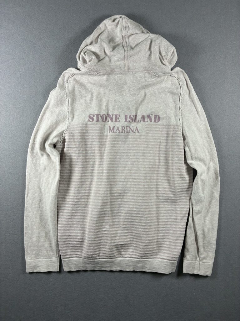 Stone Island Beige & Light Brown Marina Striped Zip Hoodie Small Men