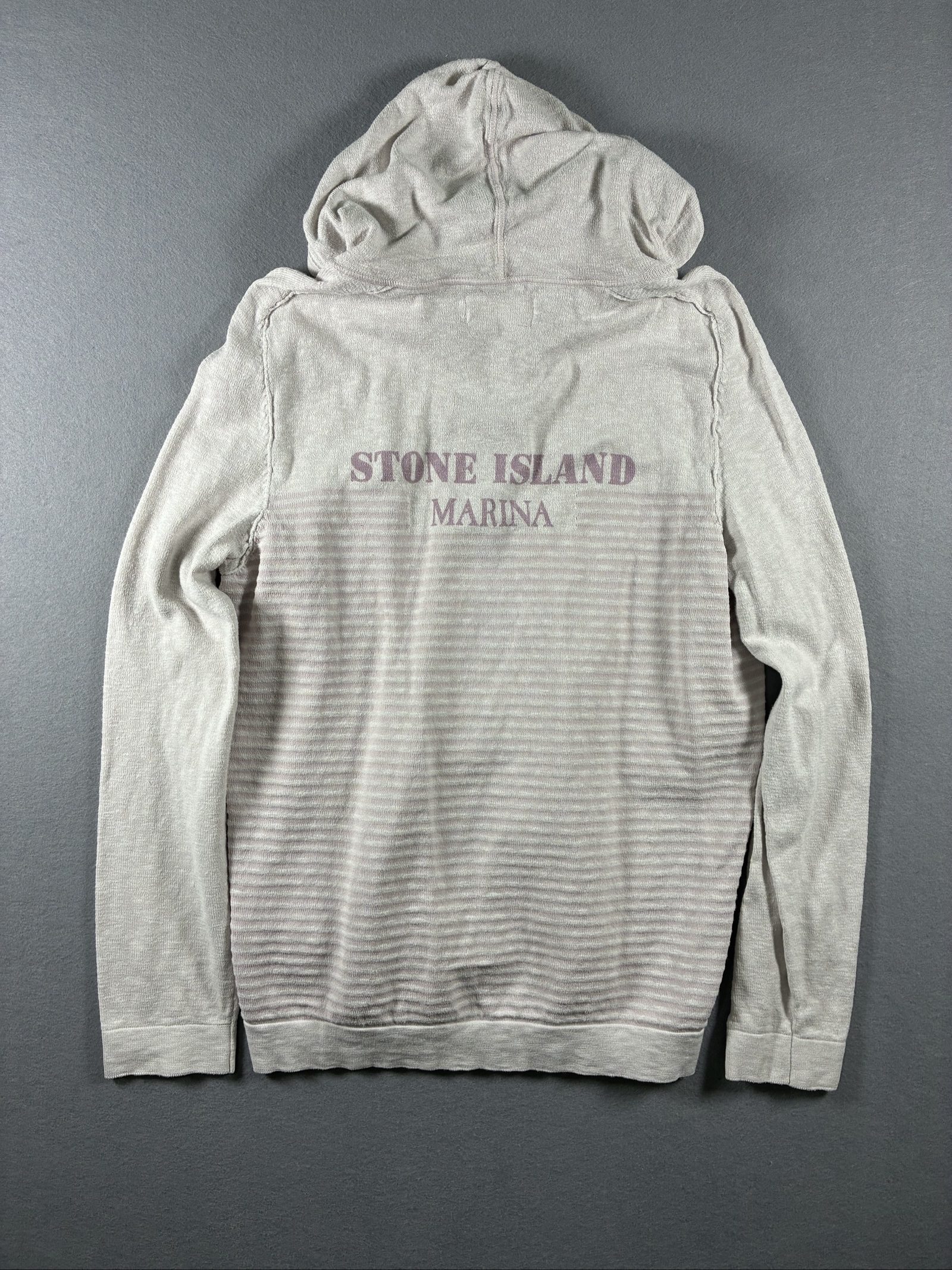 Stone Island Beige & Light Brown Marina Striped Zip Hoodie Small Men