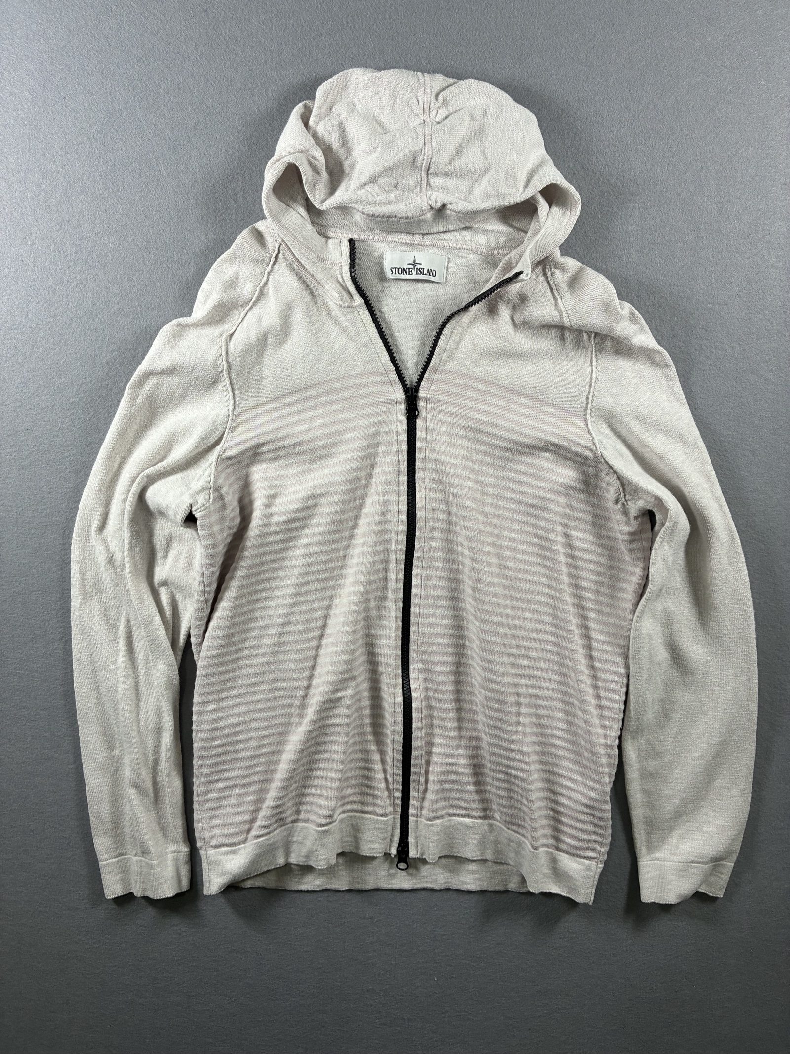 Stone Island Beige & Light Brown Marina Striped Zip Hoodie Small Men image 2