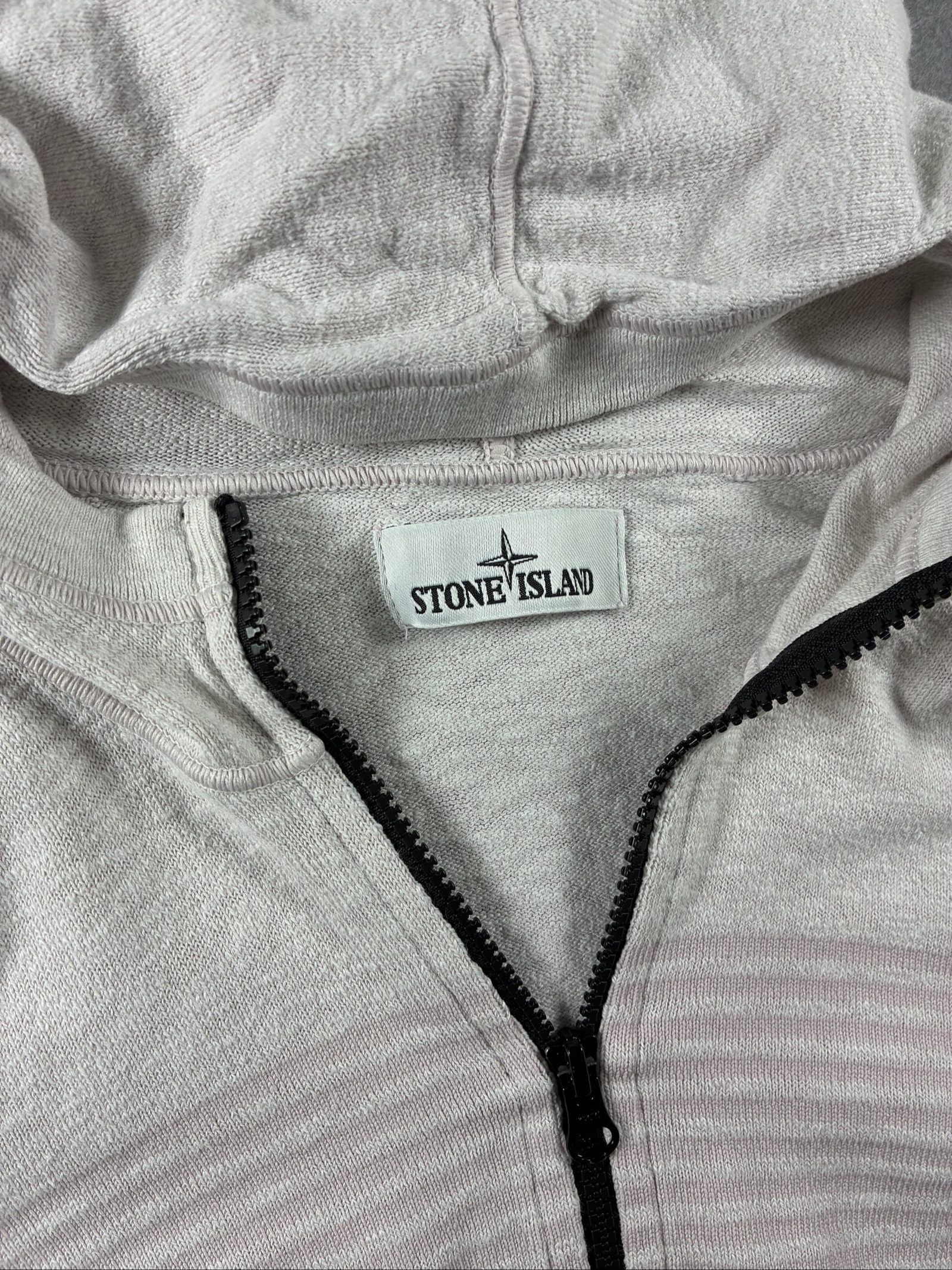 Stone Island Beige & Light Brown Marina Striped Zip Hoodie Small Men image 3