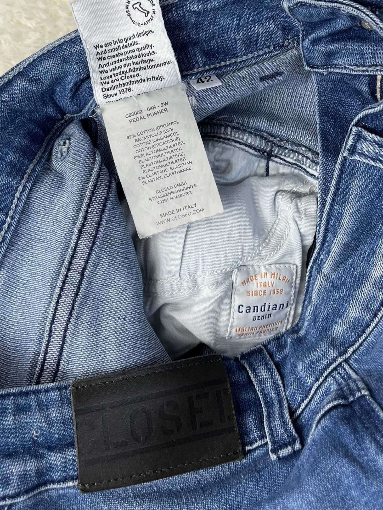 Closed Pedal Pusher high rise skinny Jeans candiani denim made in Italy organic image 7