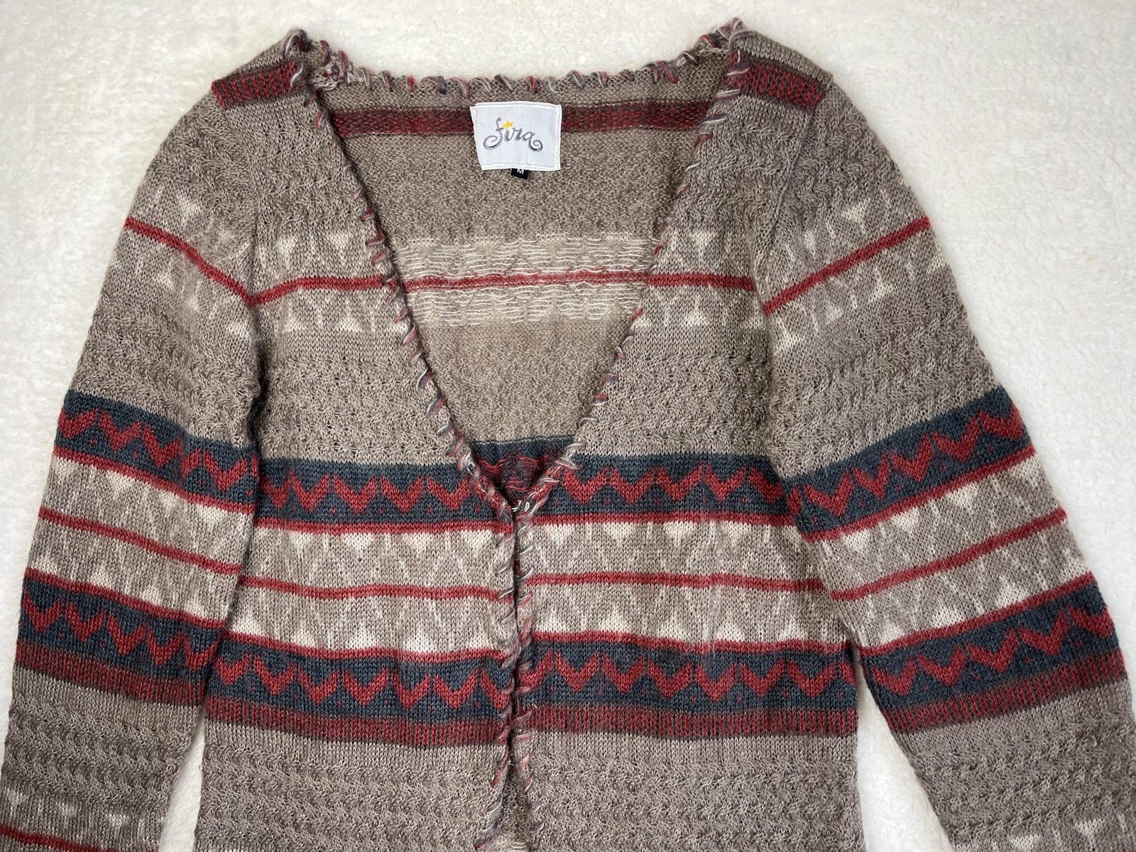 Mohair wool cardigan Fair Isle Wolljacke boho Norweger Ethno Folk Jacquard image 2