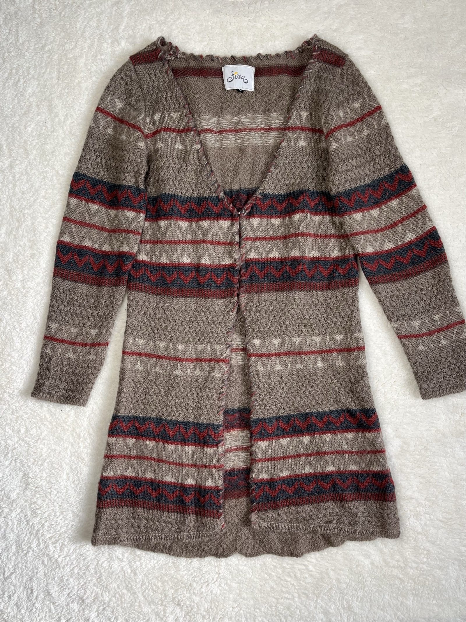 Mohair wool cardigan Fair Isle Wolljacke boho Norweger Ethno Folk Jacquard