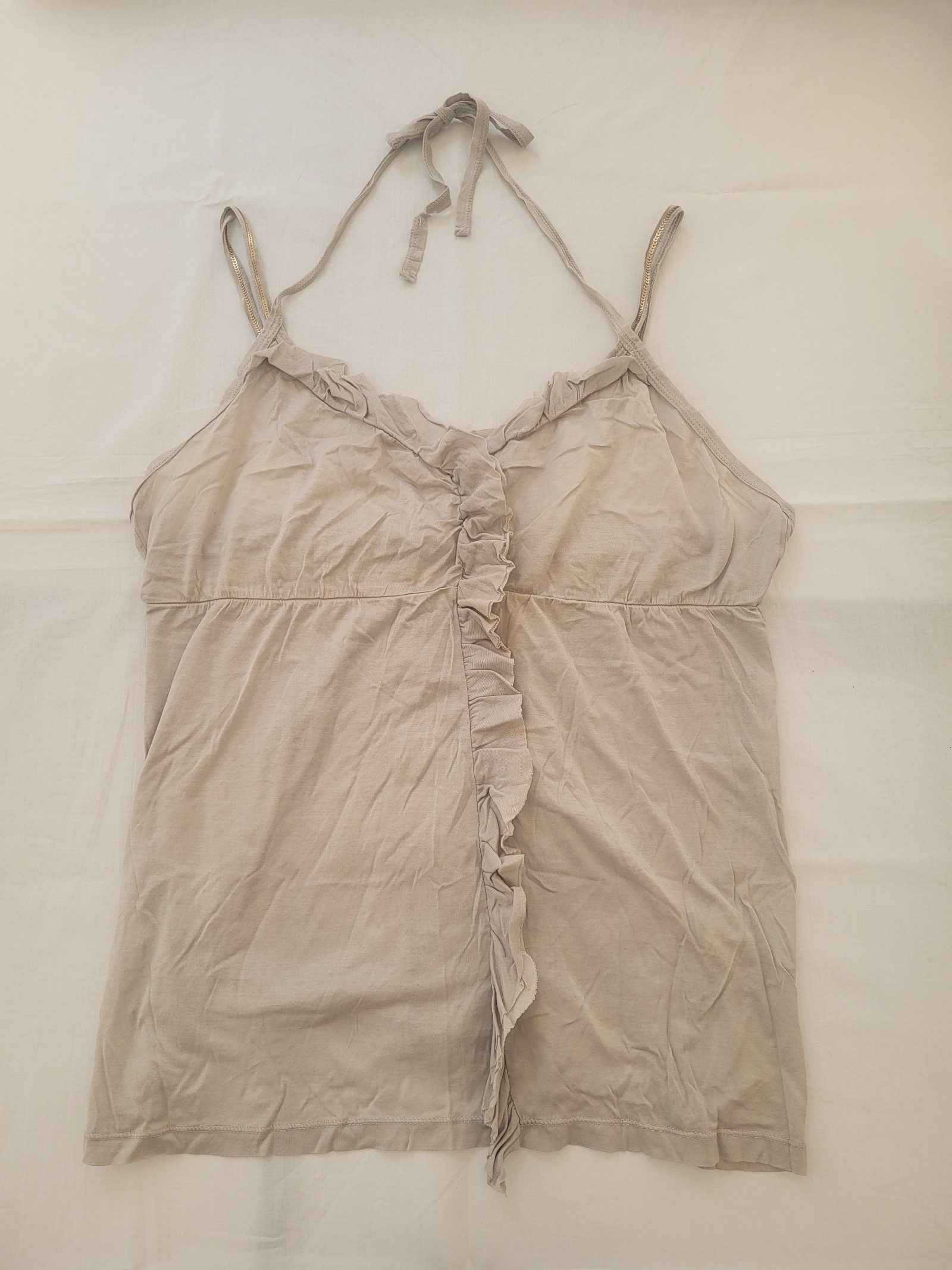 Deha Beige Women's Cotton Ruffle Trim Cami Top Size XL