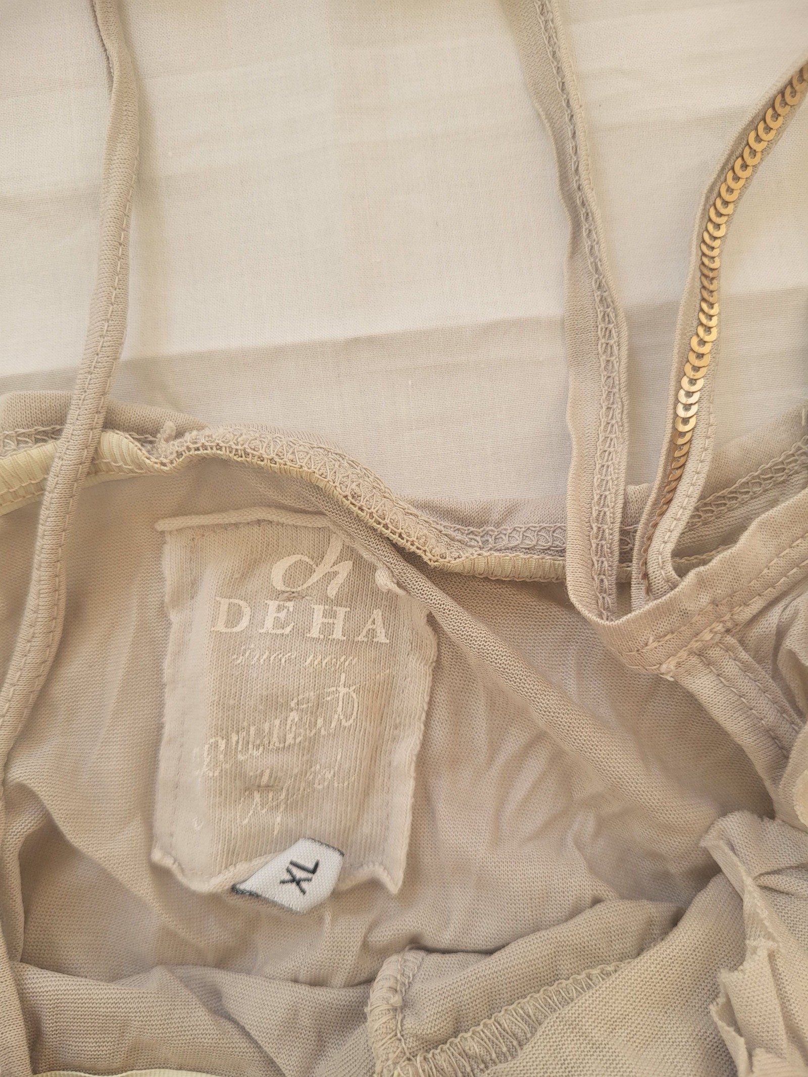 Deha Beige Women's Cotton Ruffle Trim Cami Top Size XL image 2