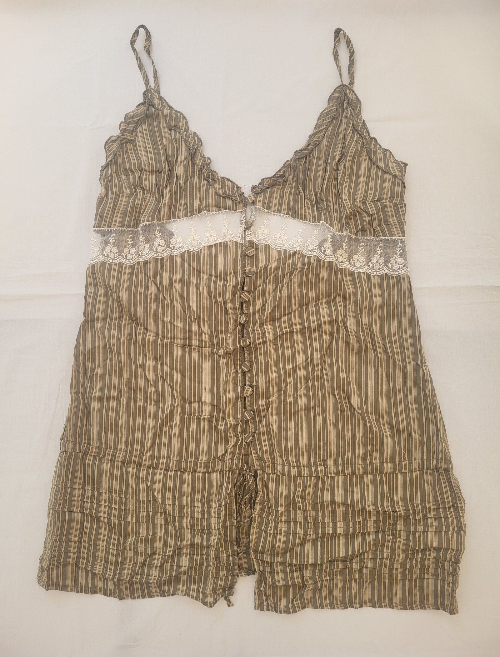 Atos Lombardini Green Womens Striped Lace Camisole Top Size IT 46