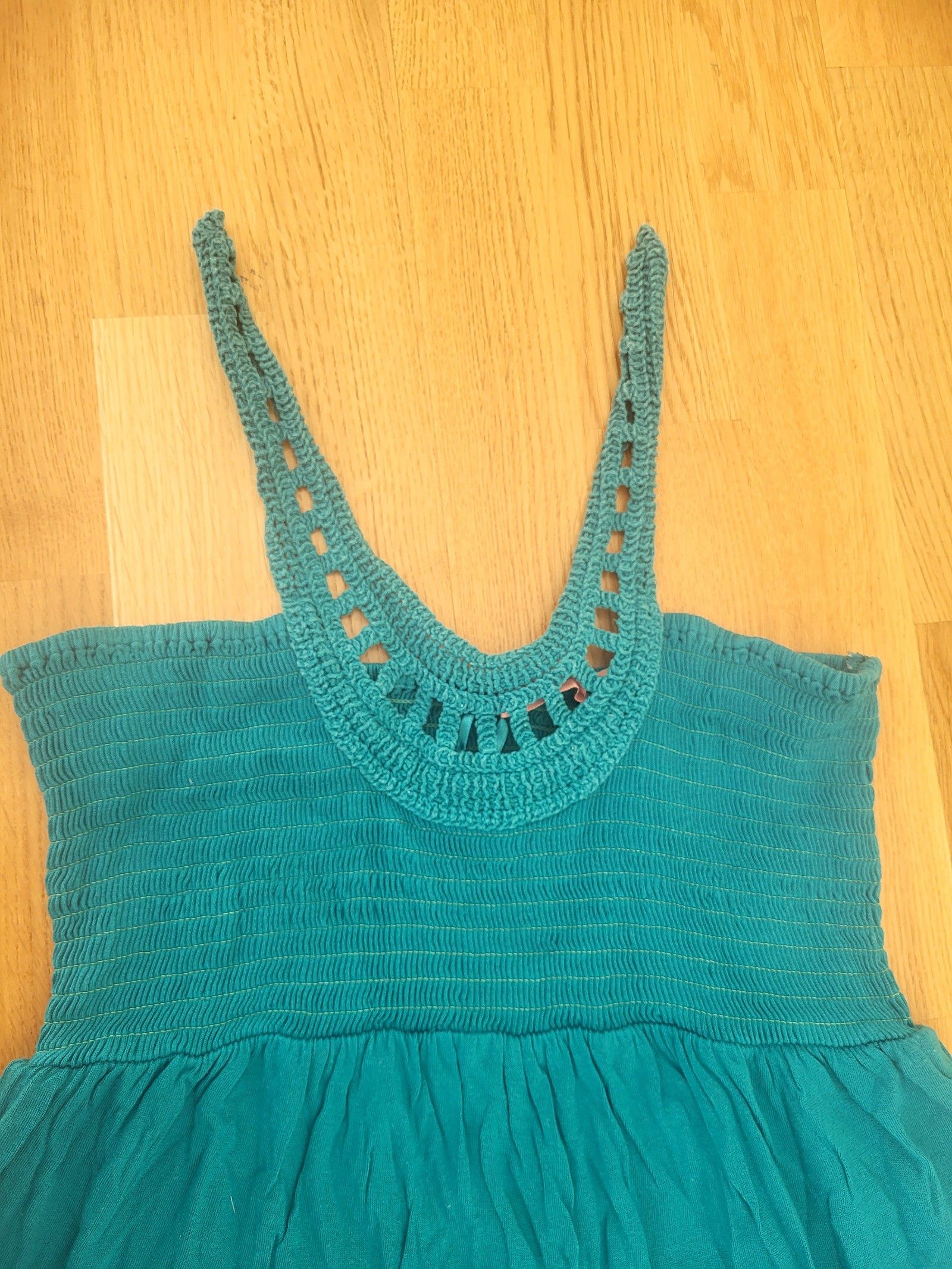 Juicy Couture Womens Blue Turquoise Maxi Dress Crochet Neck Size L image 3