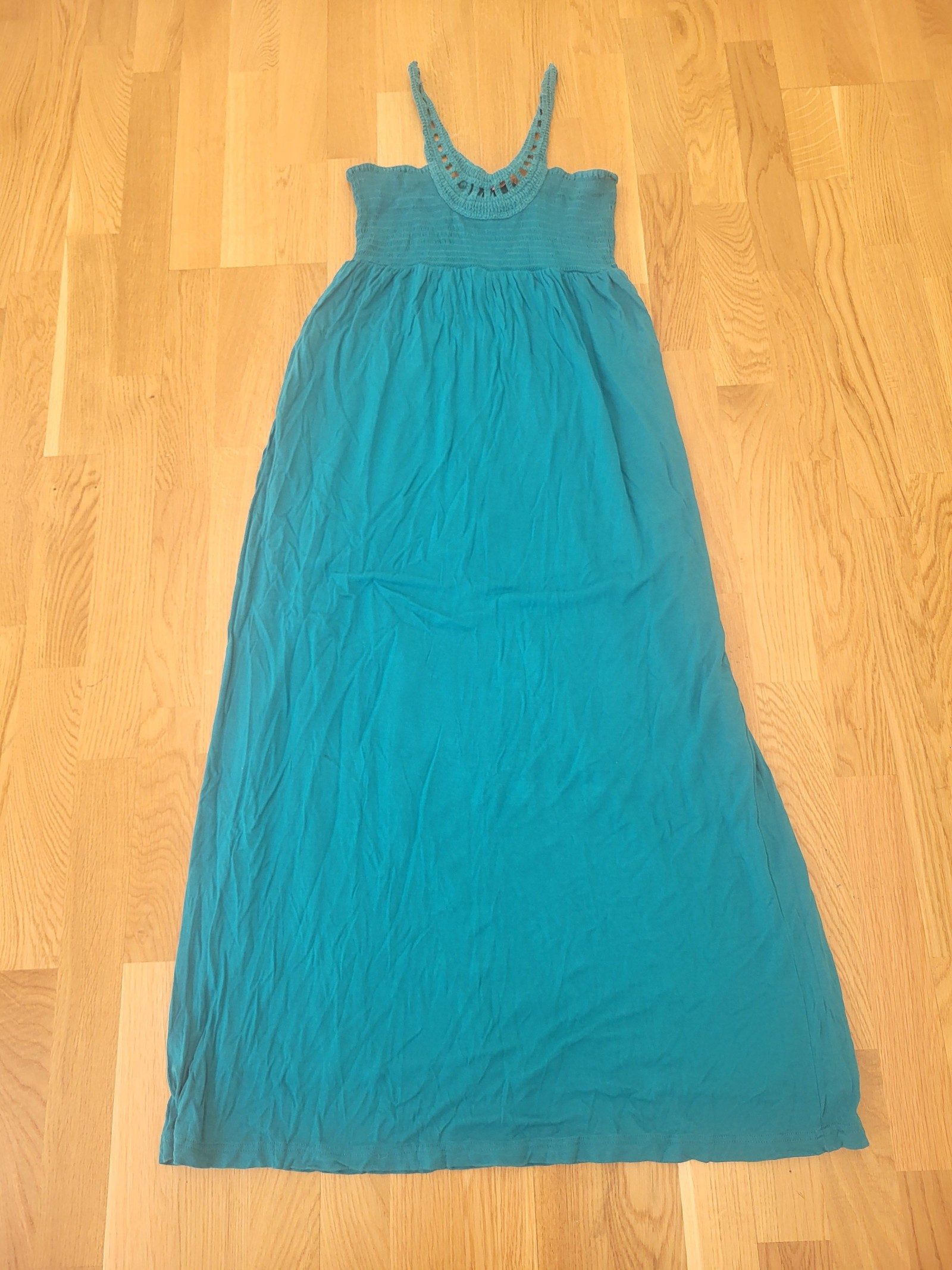 Juicy Couture Womens Blue Turquoise Maxi Dress Crochet Neck Size L