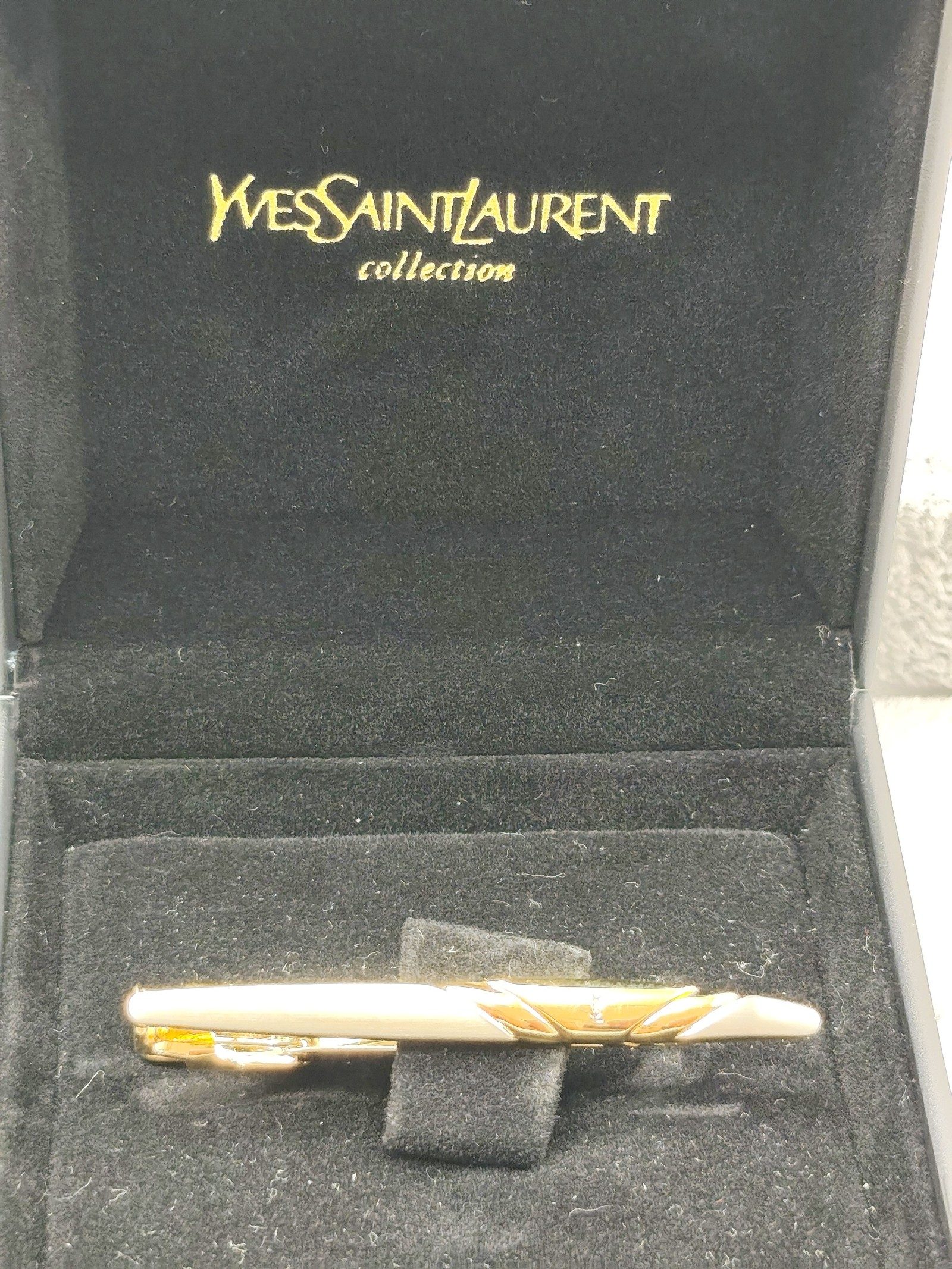 Yves Saint Laurent Gold & Silver Tone Tie Clip image 2