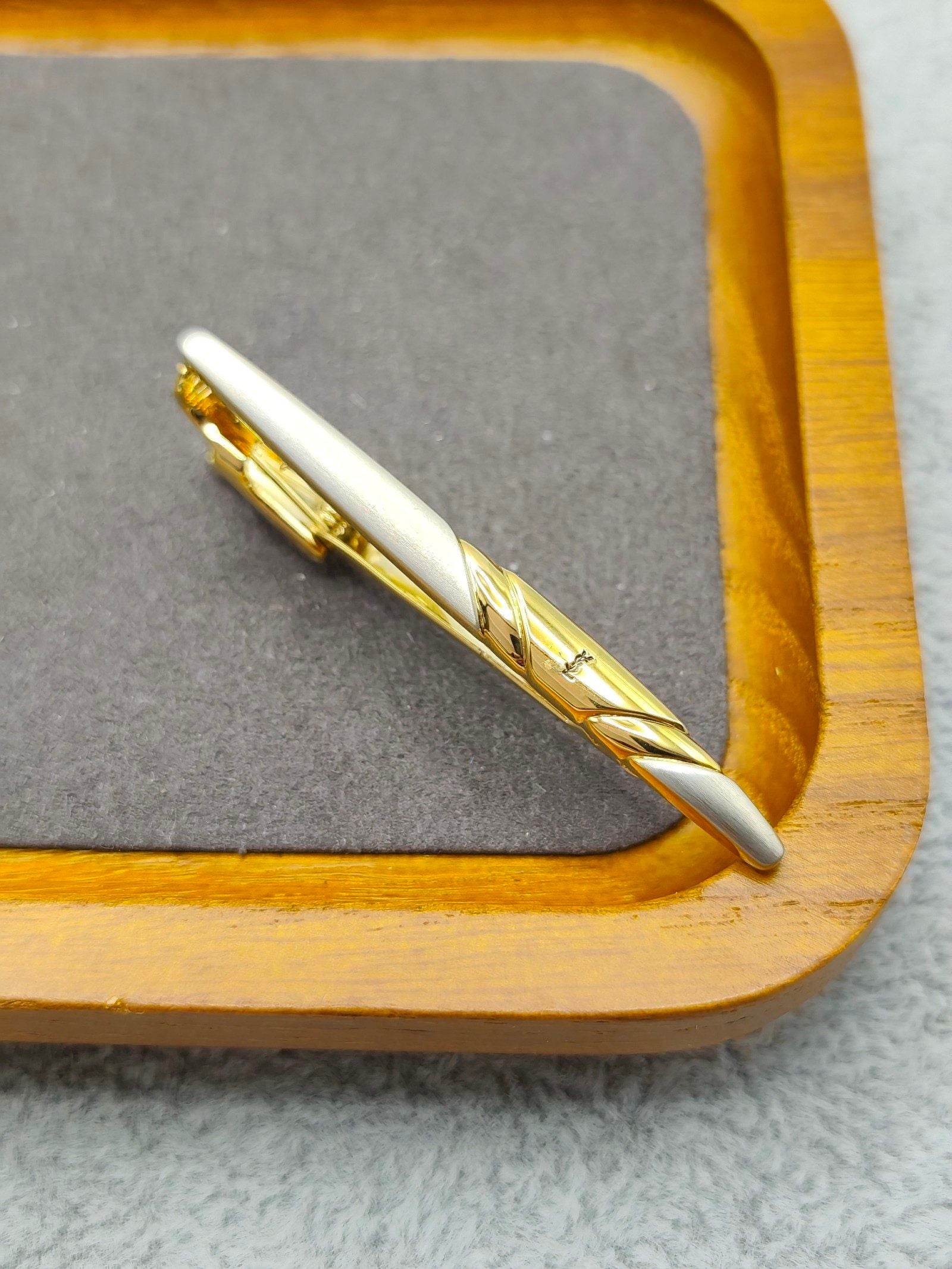 Yves Saint Laurent Gold & Silver Tone Tie Clip image 4