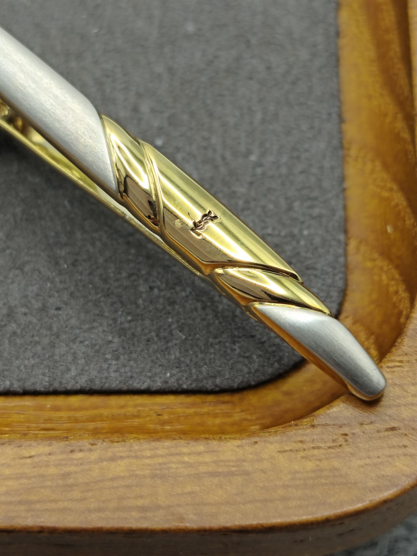 Yves Saint Laurent Gold & Silver Tone Tie Clip image 5