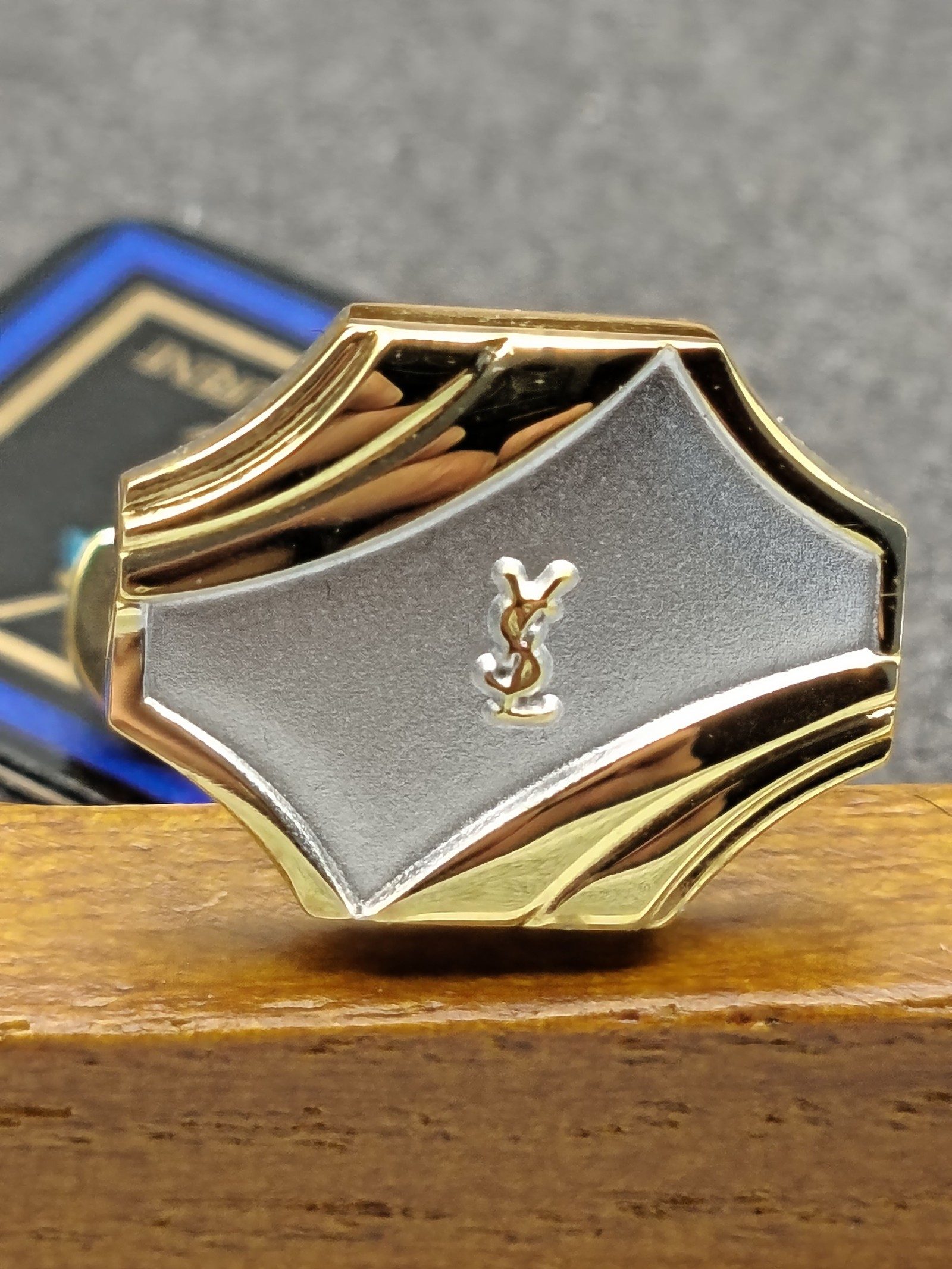 Yves Saint Laurent Gold & Silver Cufflinks & Tie Clip Set image 6