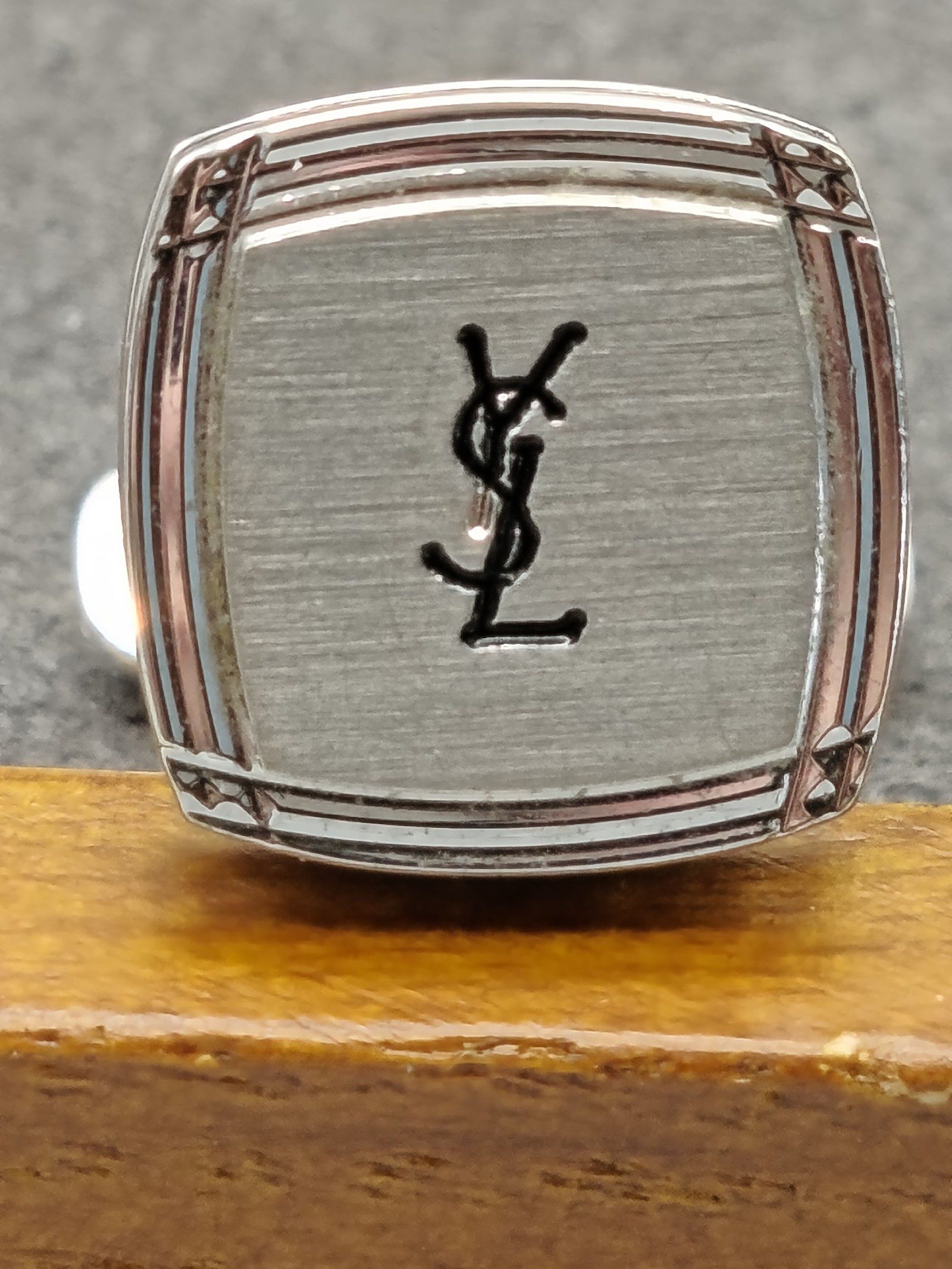 YSL Silver Logo Cufflinks in Gift Box image 5