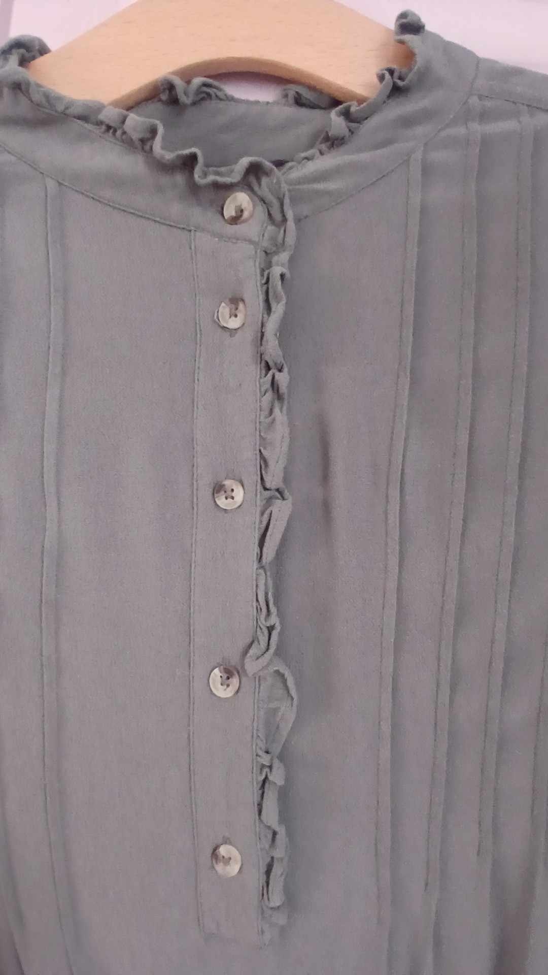 M&S Khaki Women’s Long Sleeve Pintuck Button Front Dress UK 16 image 3