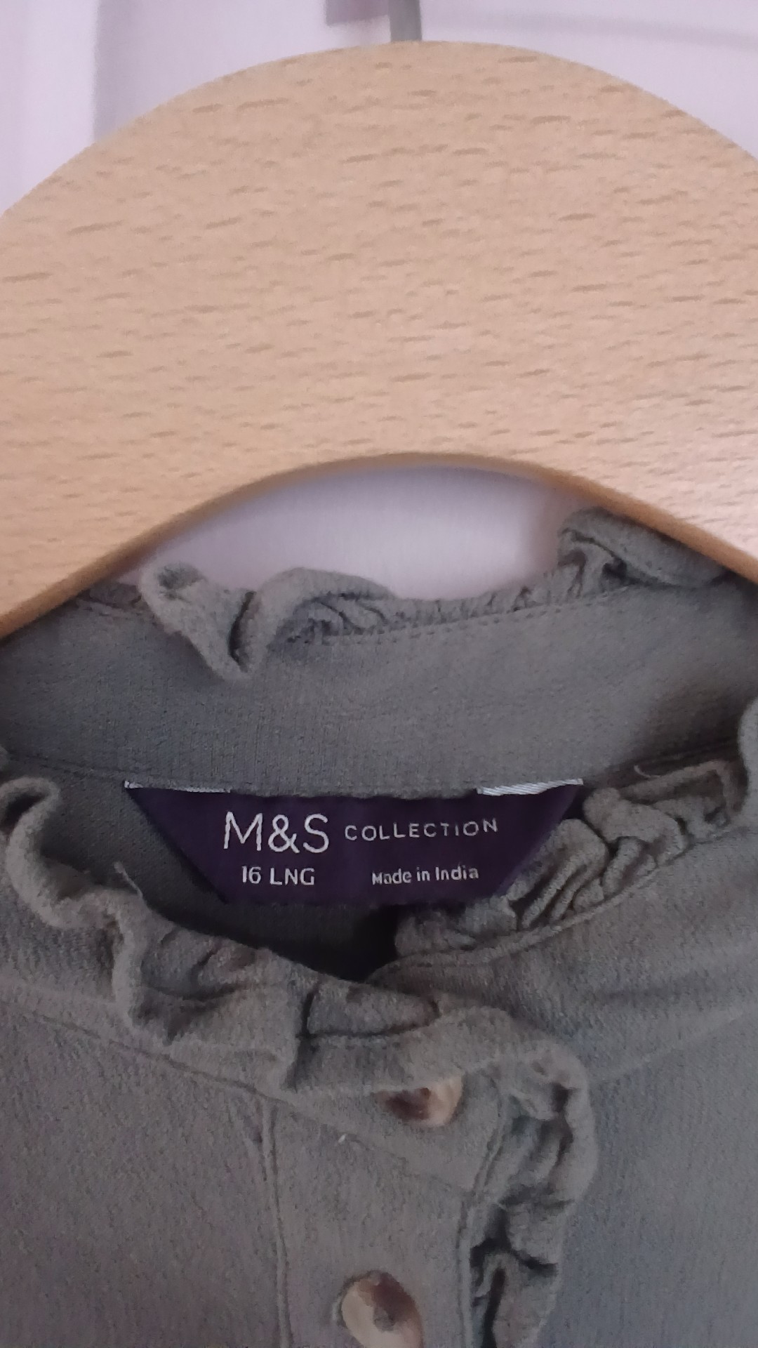 M&S Khaki Women’s Long Sleeve Pintuck Button Front Dress UK 16 image 4