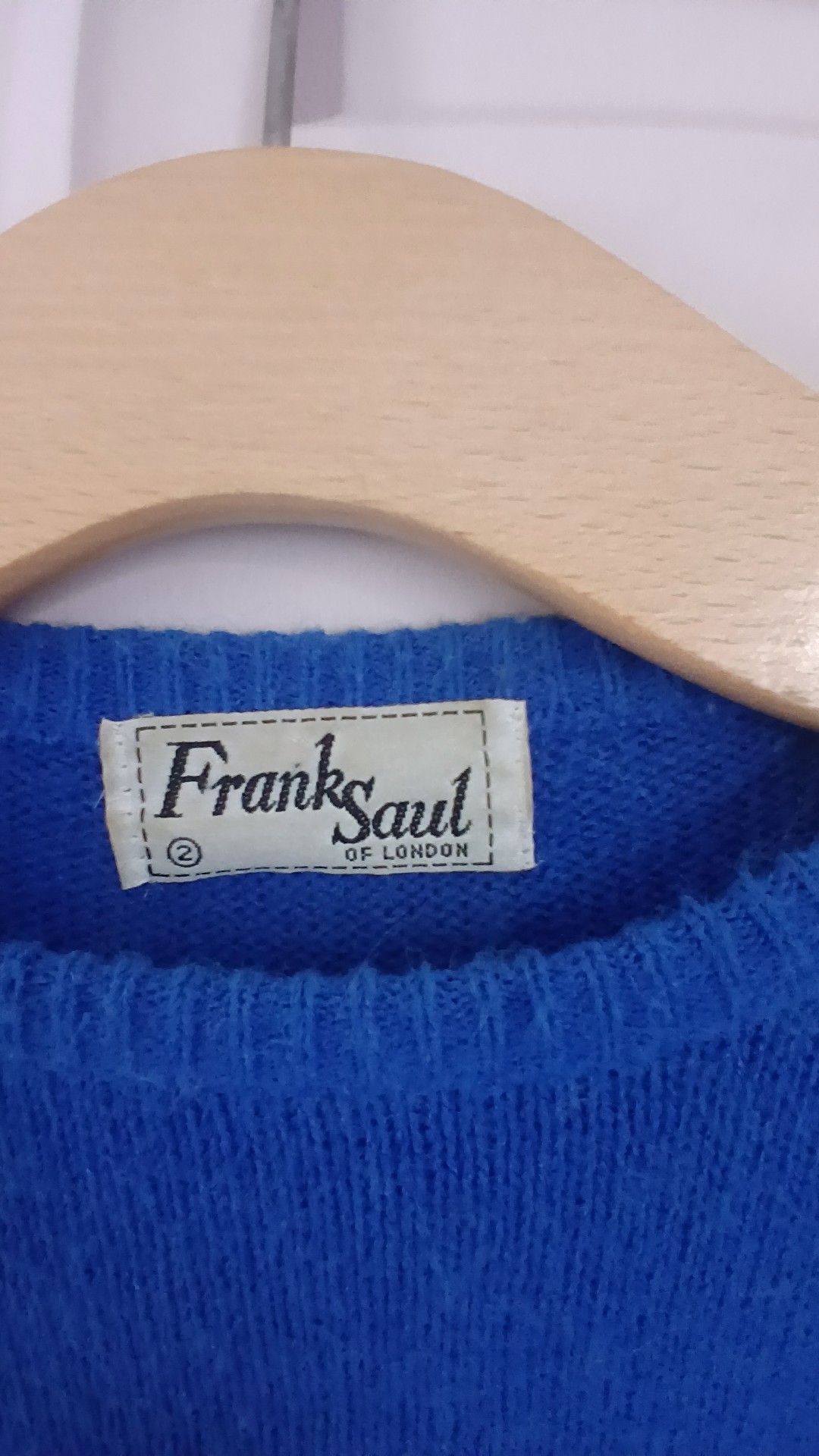 Frank Saul Vintage Blue Embellished Wool Jumper Size 2 (S/M) image 3