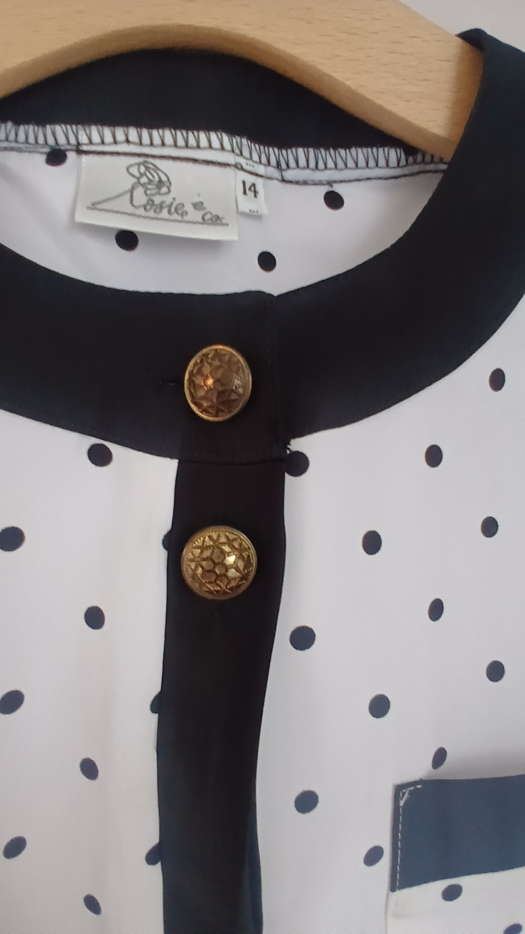 Rosie & Co White & Black Polka Dot Long Sleeve Blouse UK 14 image 3