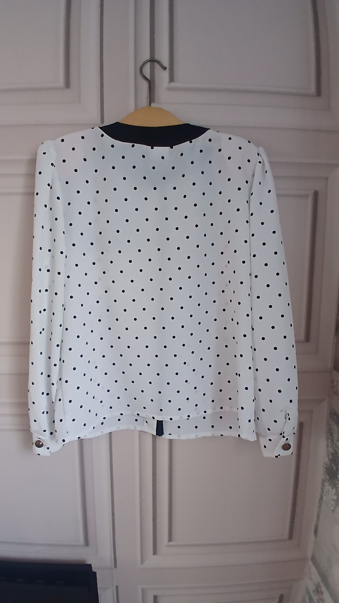 Rosie & Co White & Black Polka Dot Long Sleeve Blouse UK 14 image 6