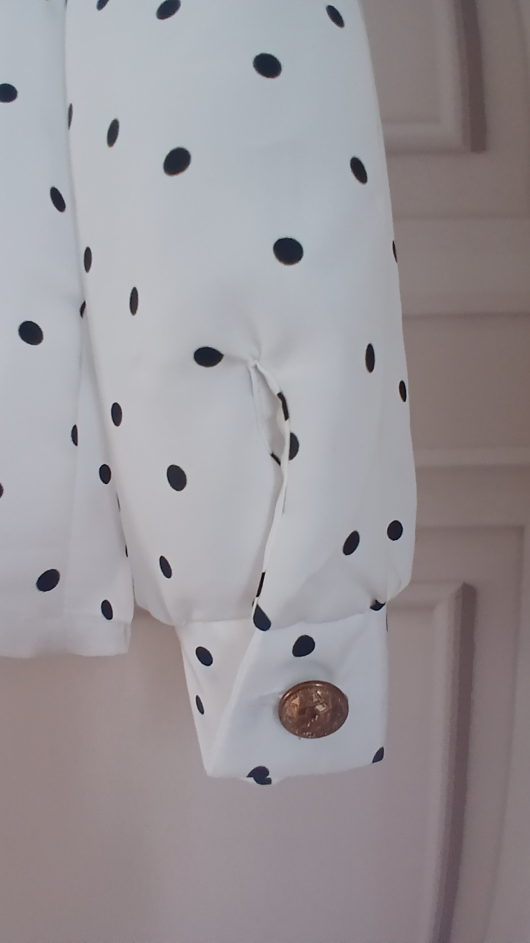 Rosie & Co White & Black Polka Dot Long Sleeve Blouse UK 14 image 7