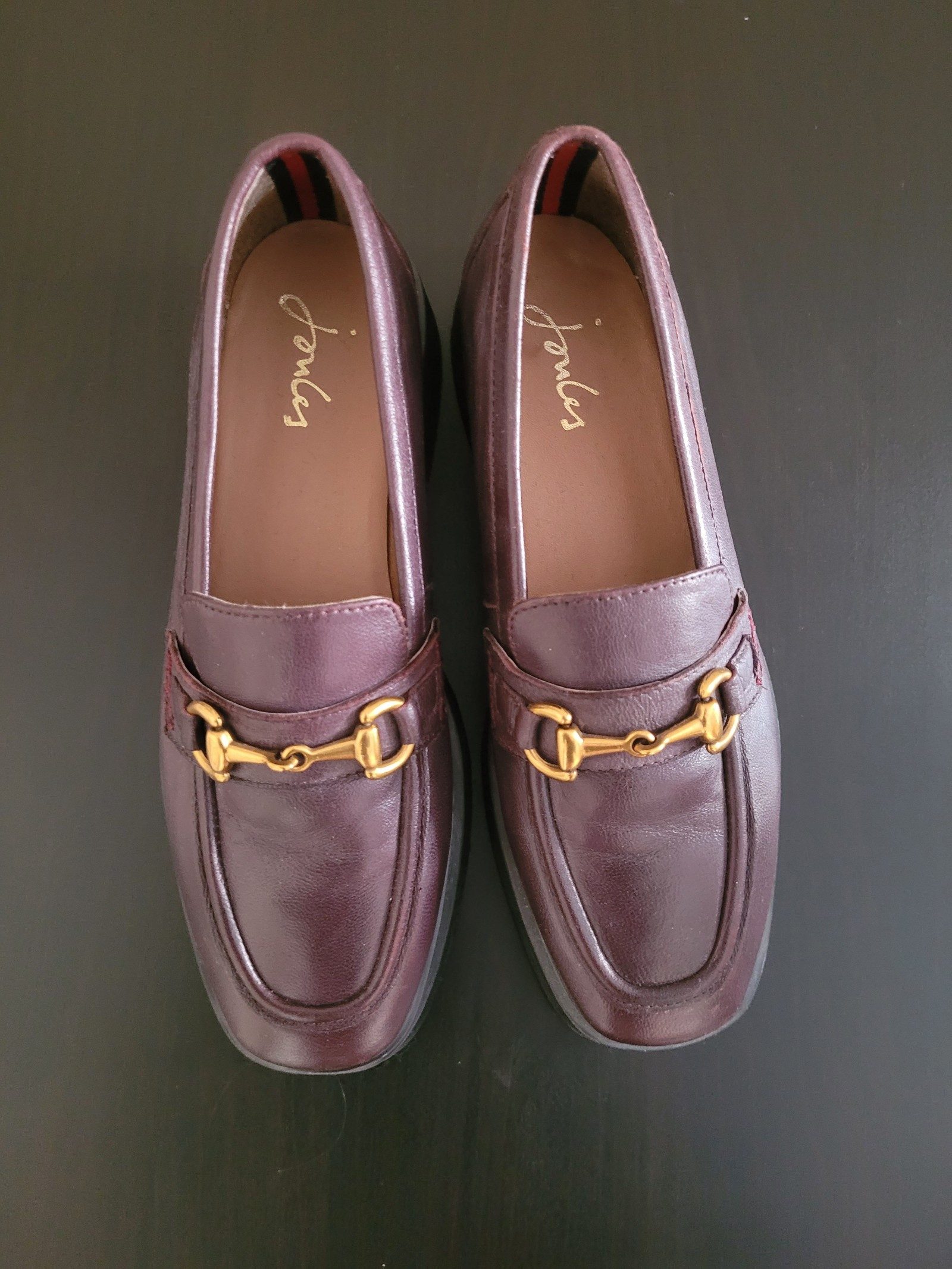 Joules Burgundy Leather Loafers UK 5.5 Women's