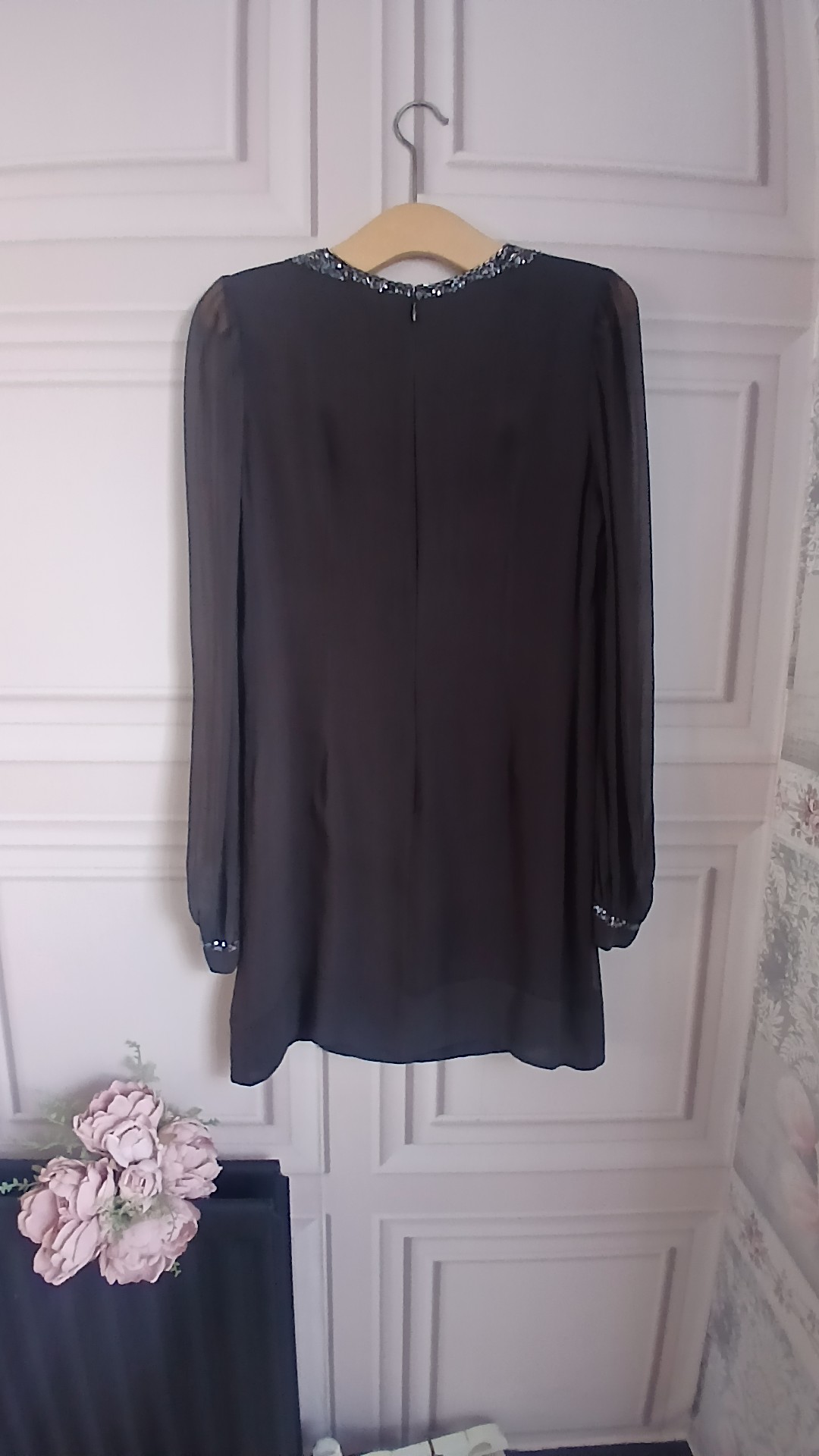 French Connection Black Embellished Long Sleeve Dress UK 14 image 2