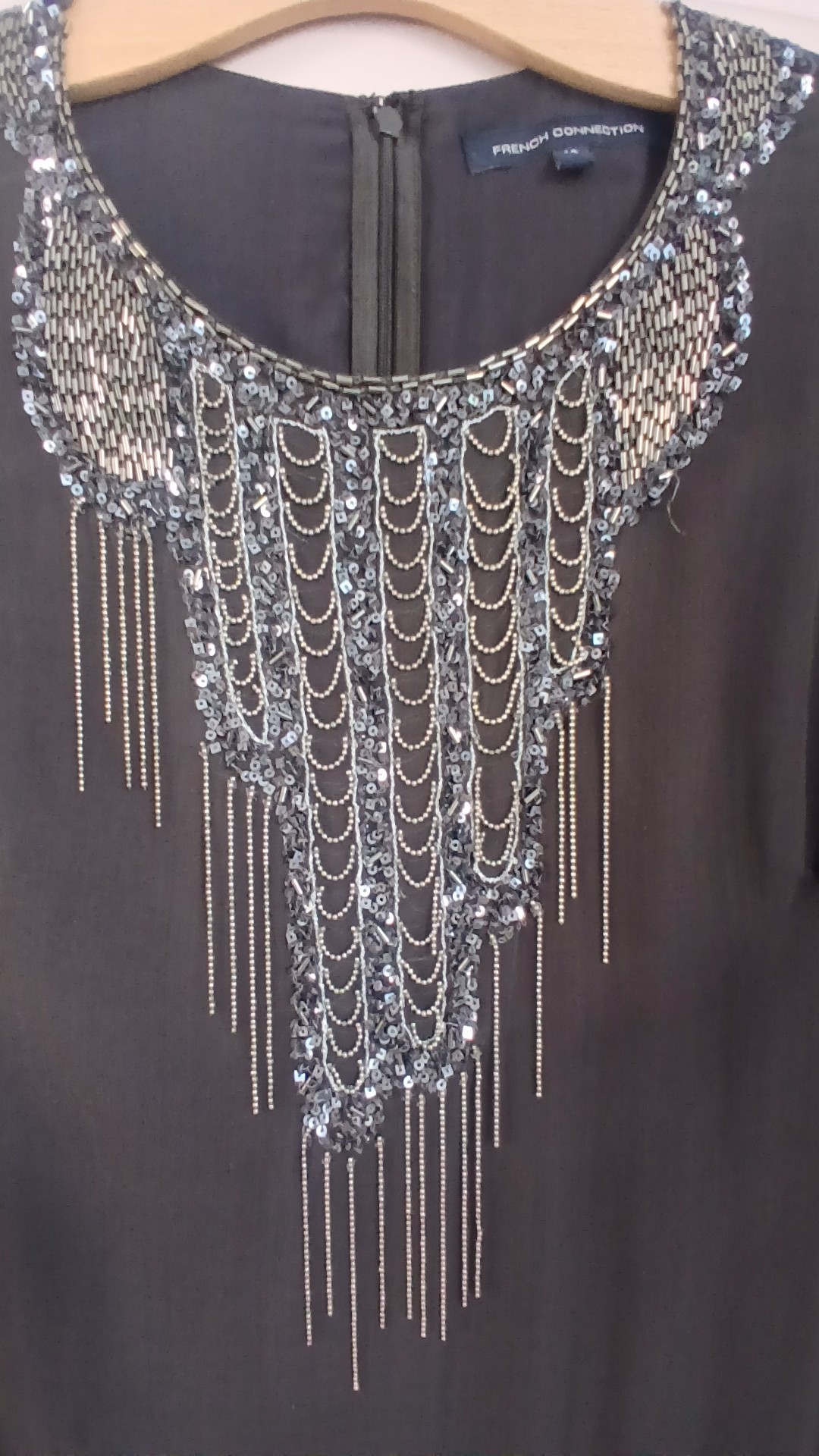 French Connection Black Embellished Long Sleeve Dress UK 14 image 3