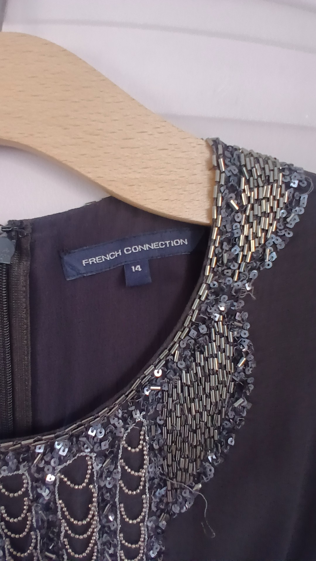 French Connection Black Embellished Long Sleeve Dress UK 14 image 4