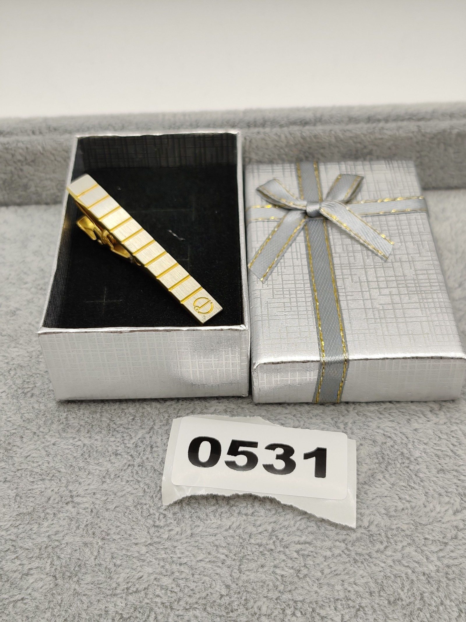 Dunhill Gold & Silver Tone Striped Tie Clip