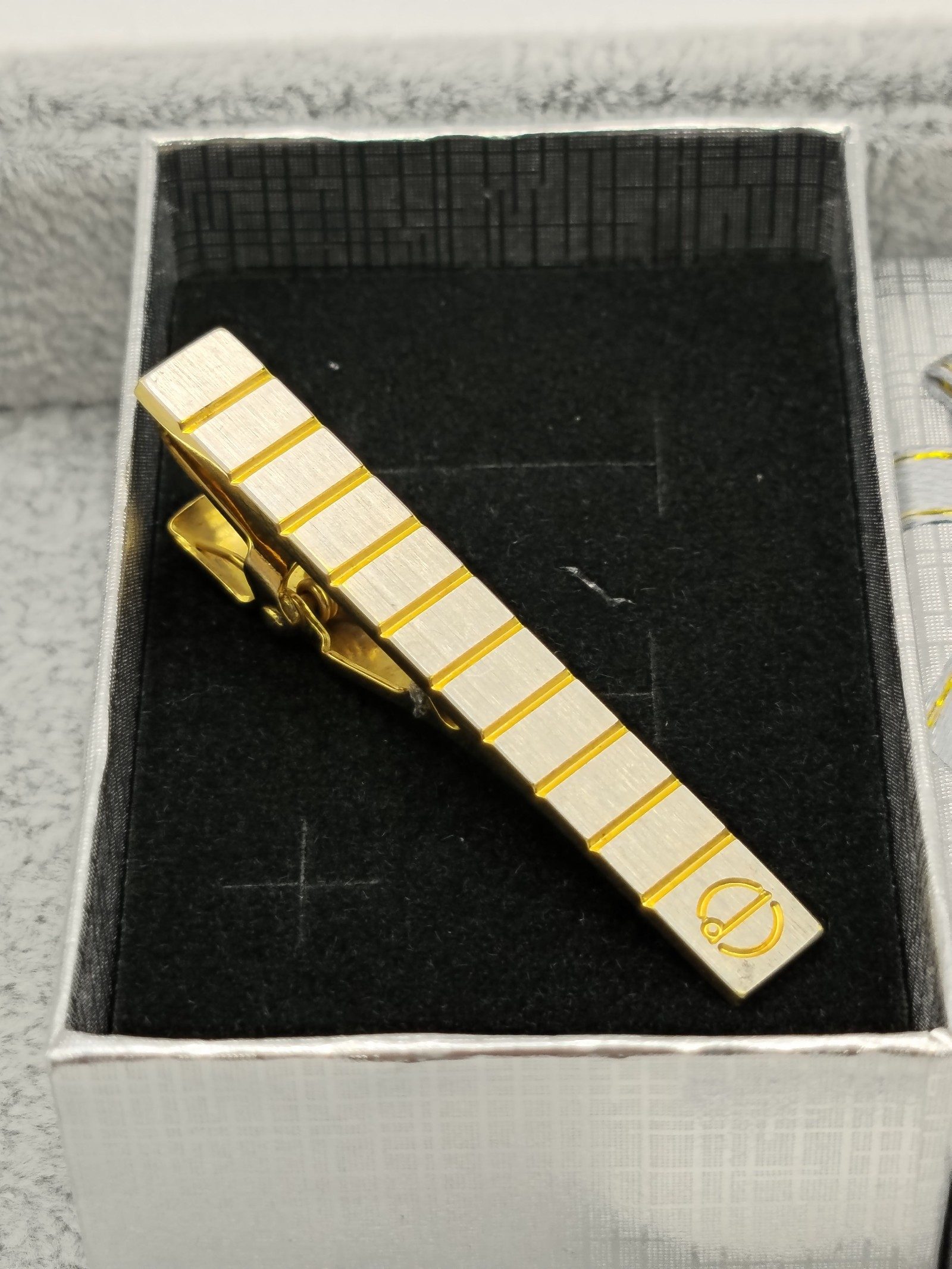 Dunhill Gold & Silver Tone Striped Tie Clip image 2