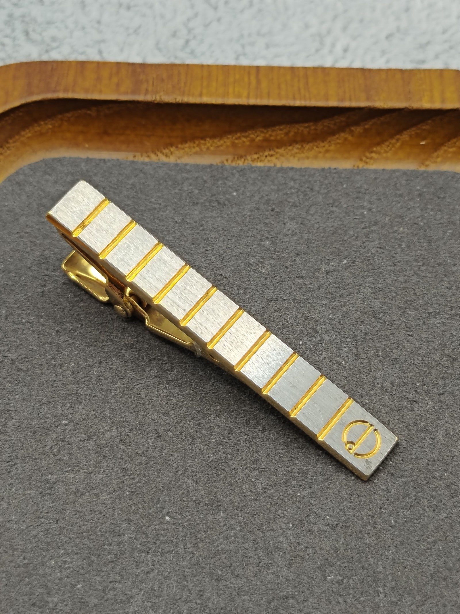 Dunhill Gold & Silver Tone Striped Tie Clip image 3