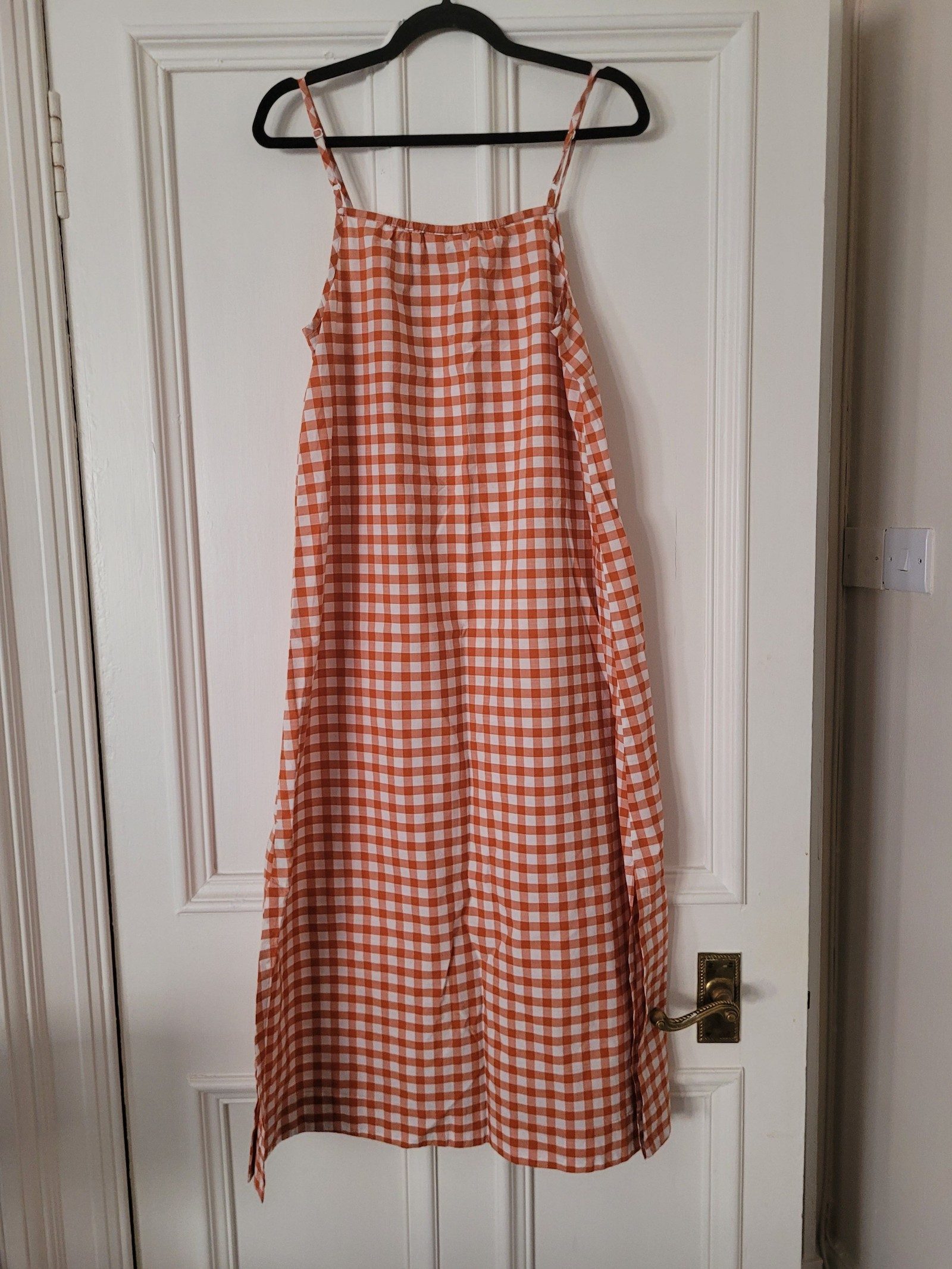 Fragonard Orange & White Checkered Slip Dress TU