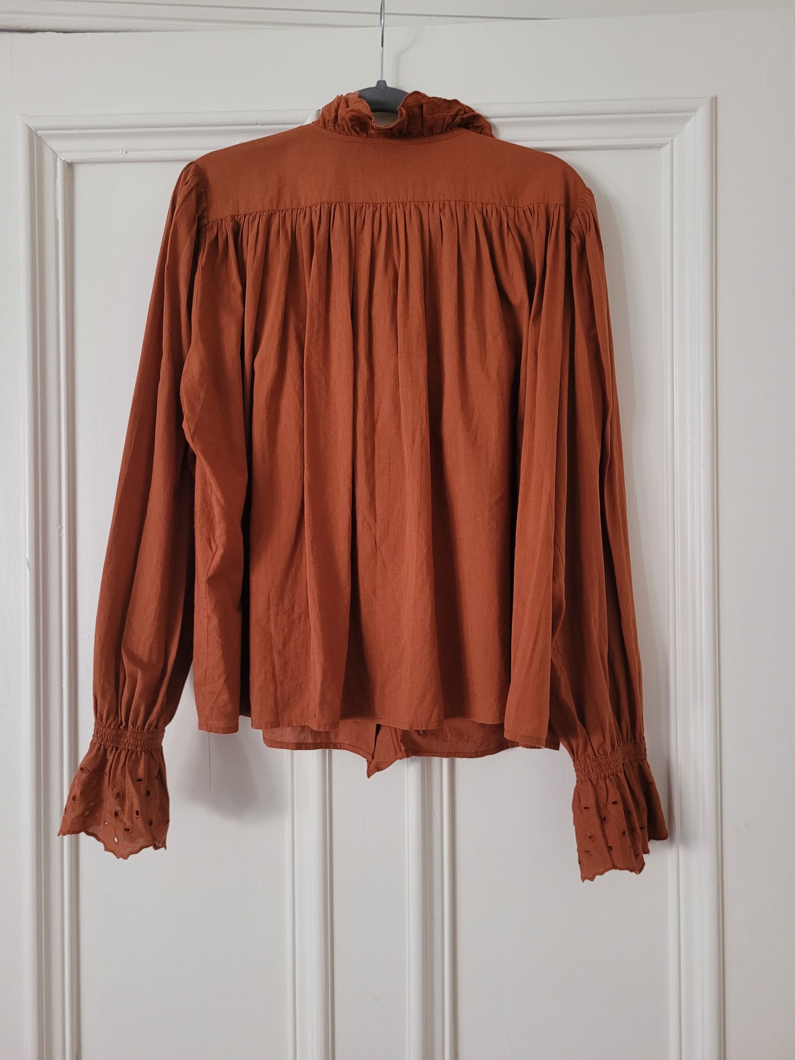 Soeur Women's Rust Ruffle Cotton Blouse Size EU36 image 2