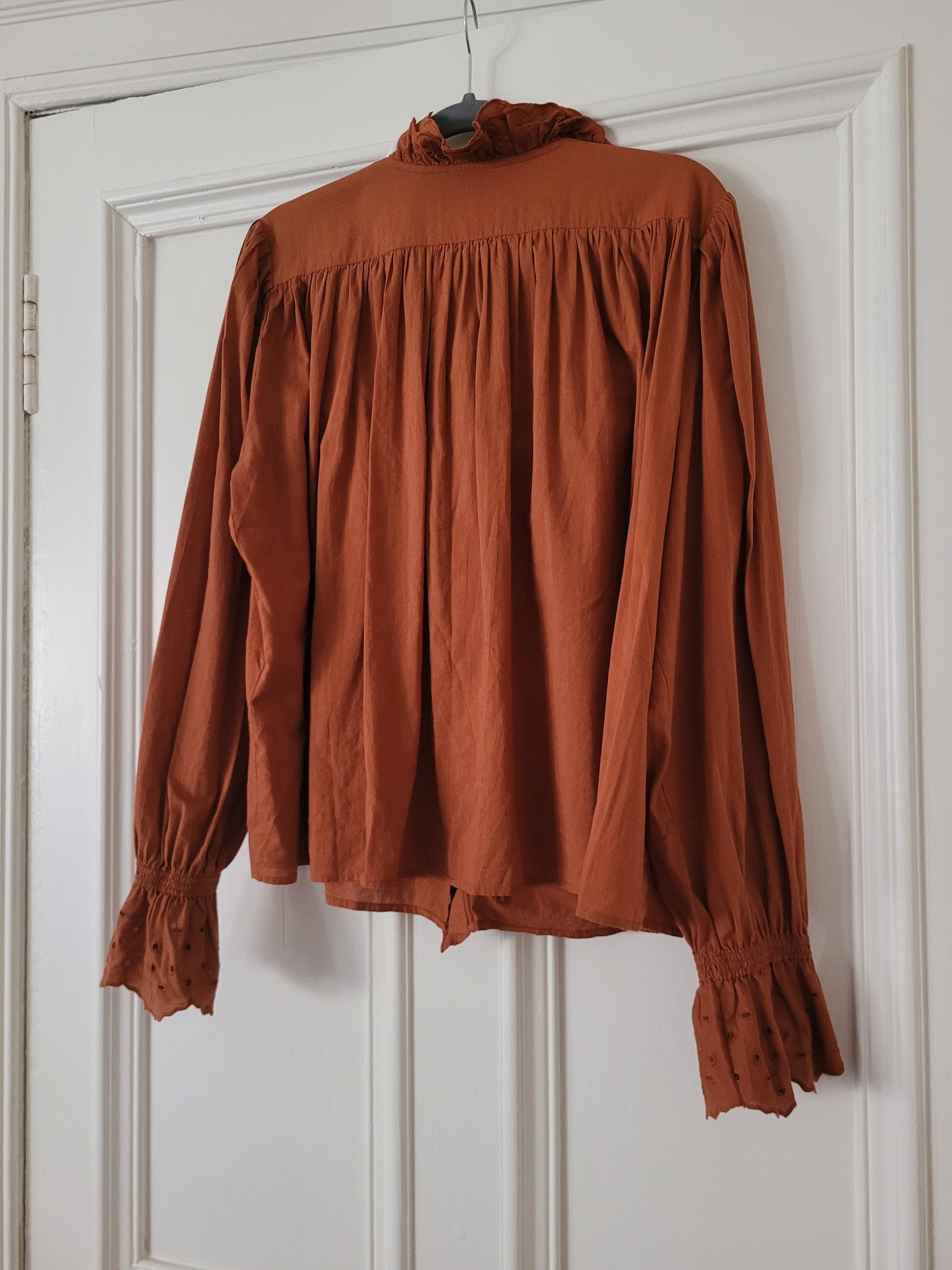 Soeur Women's Rust Ruffle Cotton Blouse Size EU36 image 4