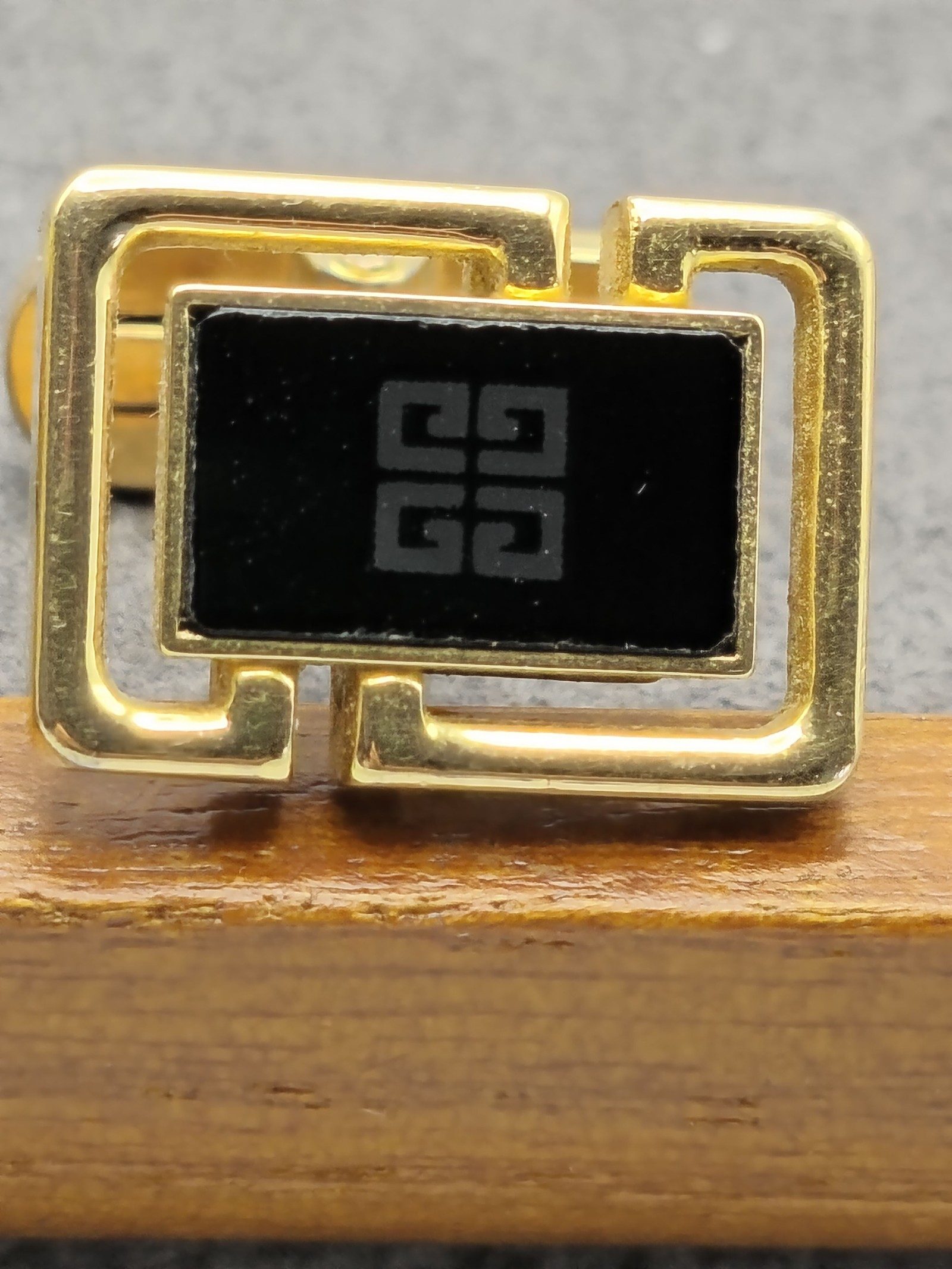 Givenchy Gold & Black Logo Cufflinks in Original Box image 4