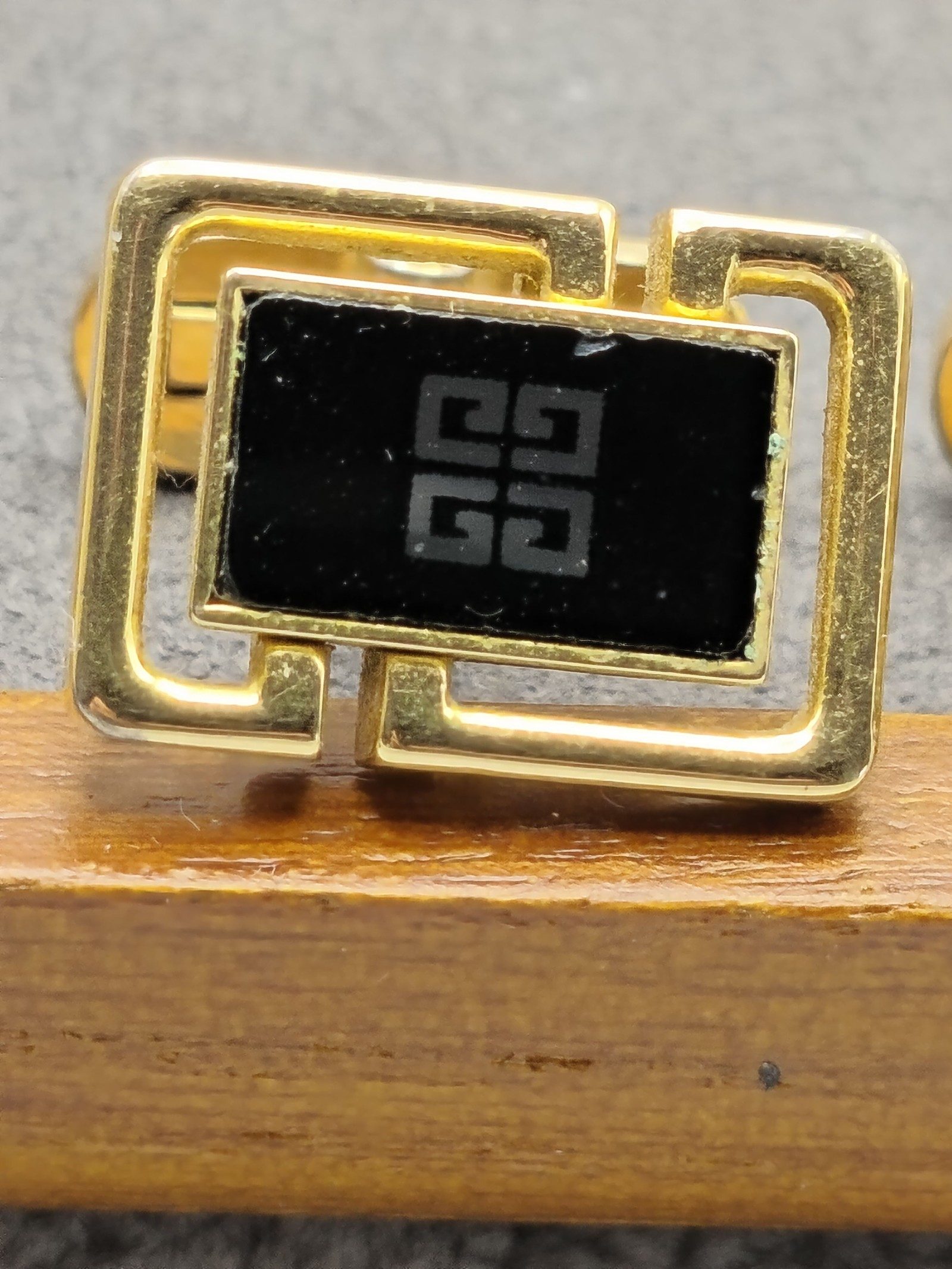 Givenchy Gold & Black Logo Cufflinks in Original Box image 5