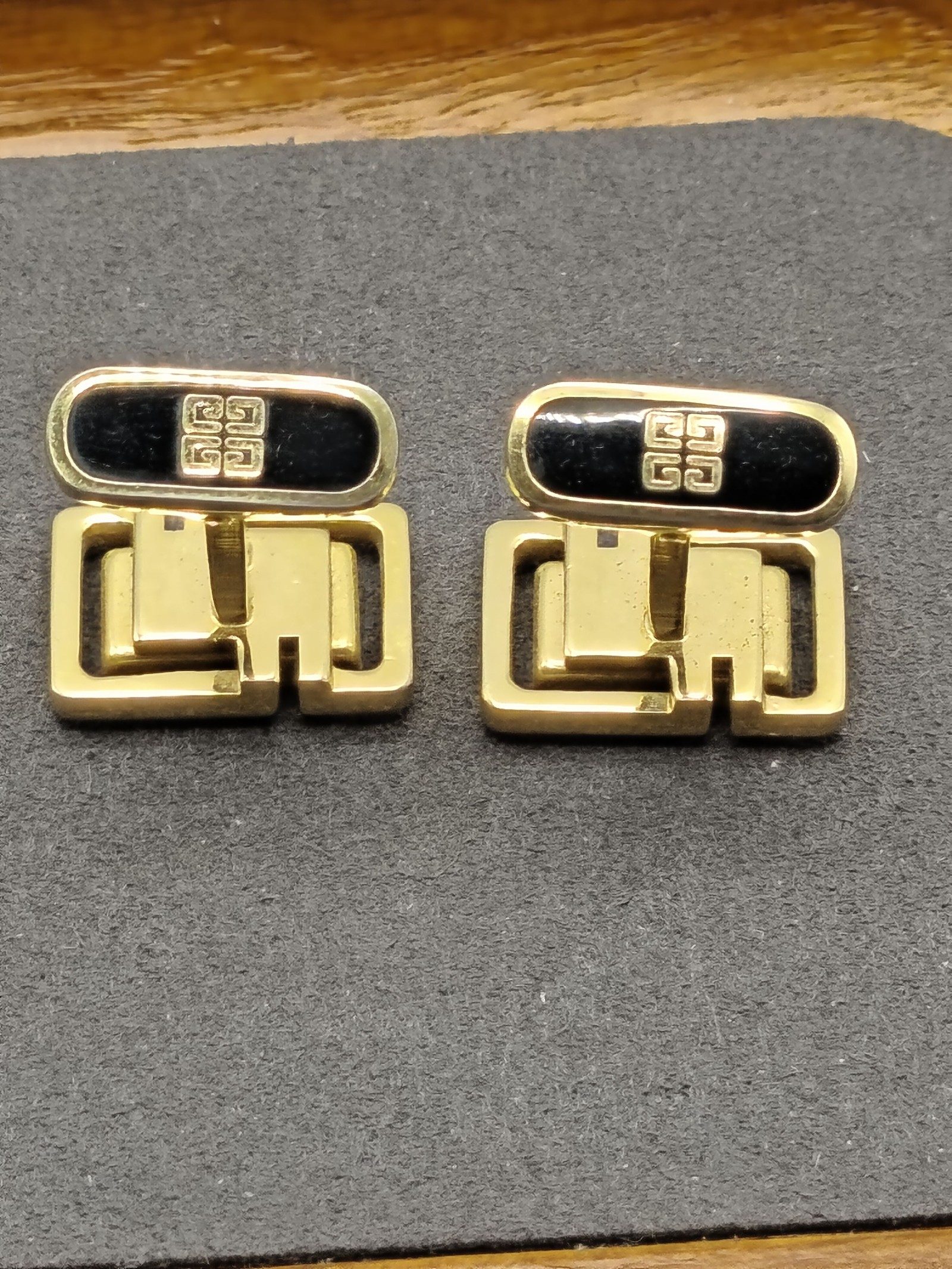 Givenchy Gold & Black Logo Cufflinks in Original Box image 6