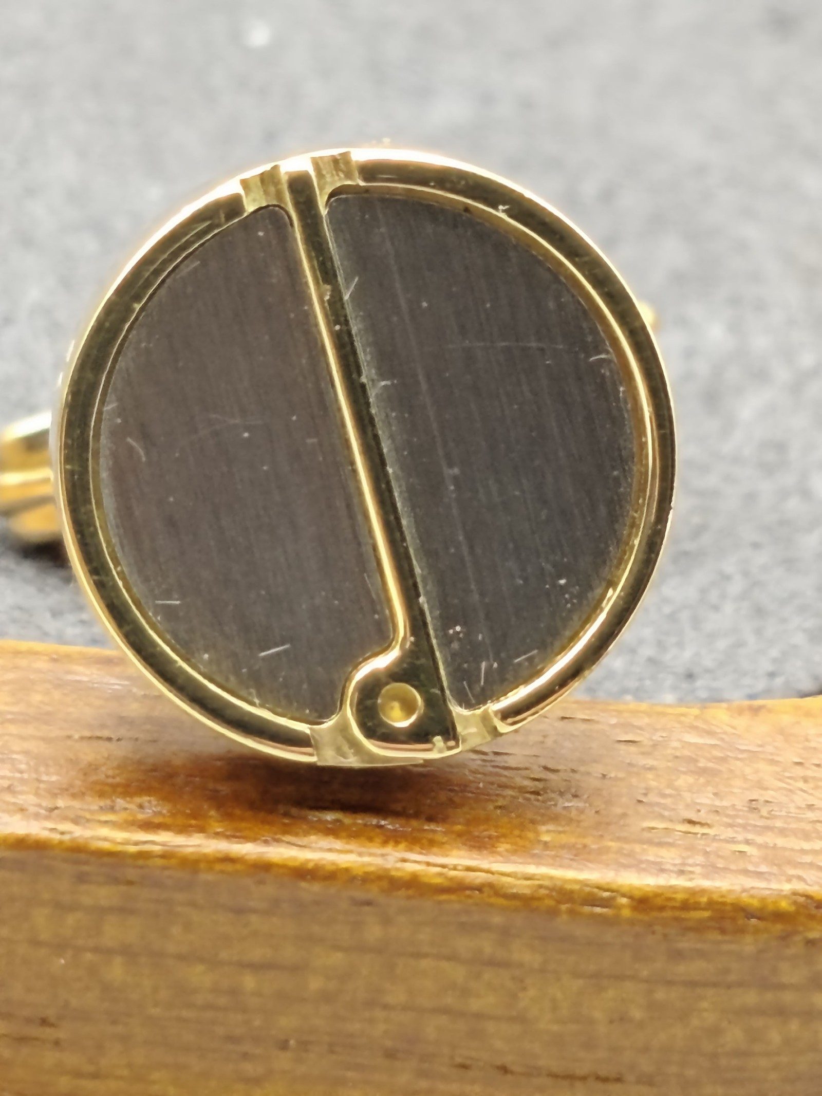 Dunhill Gold & Brown Circular Cufflinks with Original Box image 8