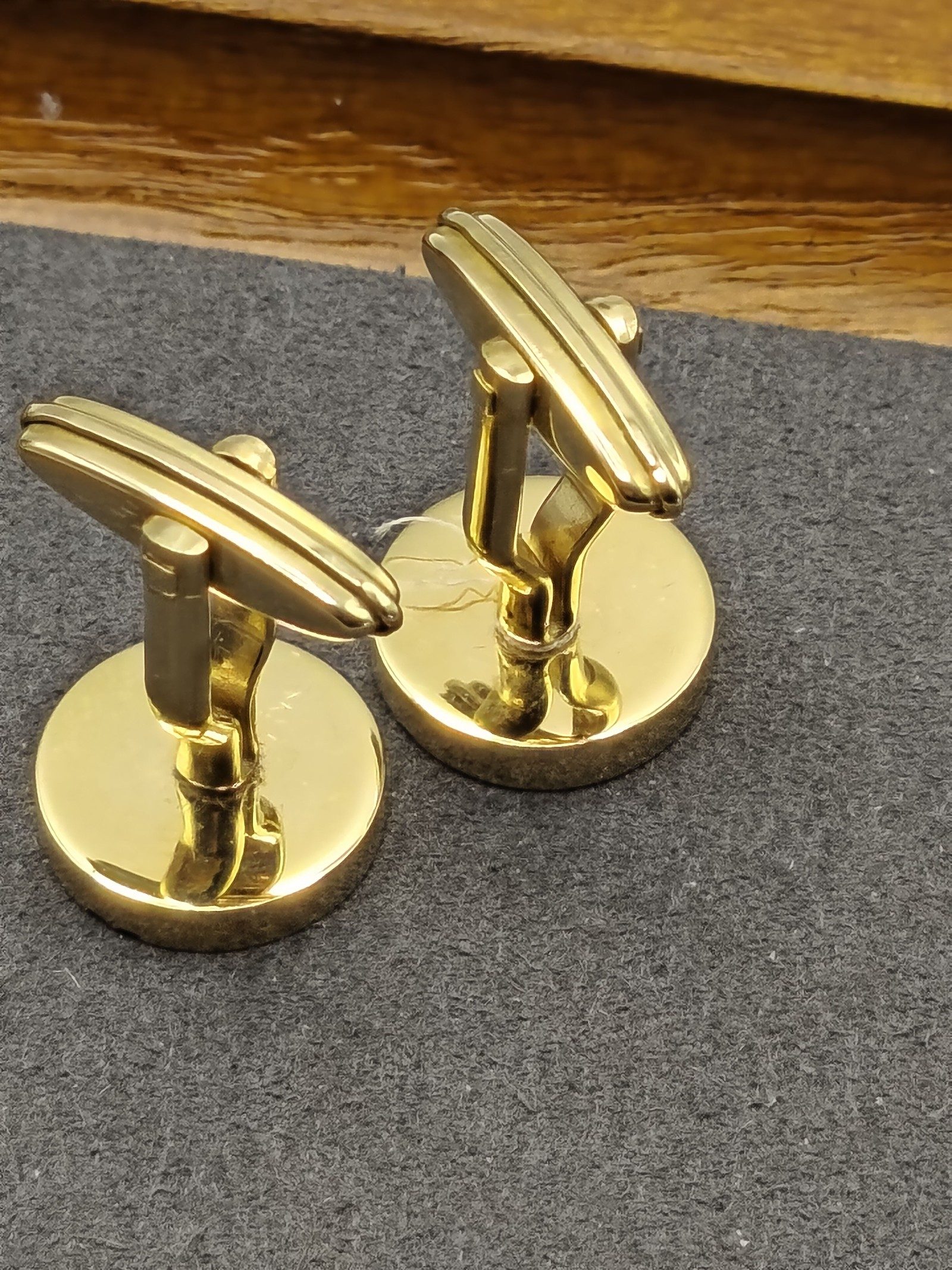 Dunhill Gold & Brown Circular Cufflinks with Original Box image 10