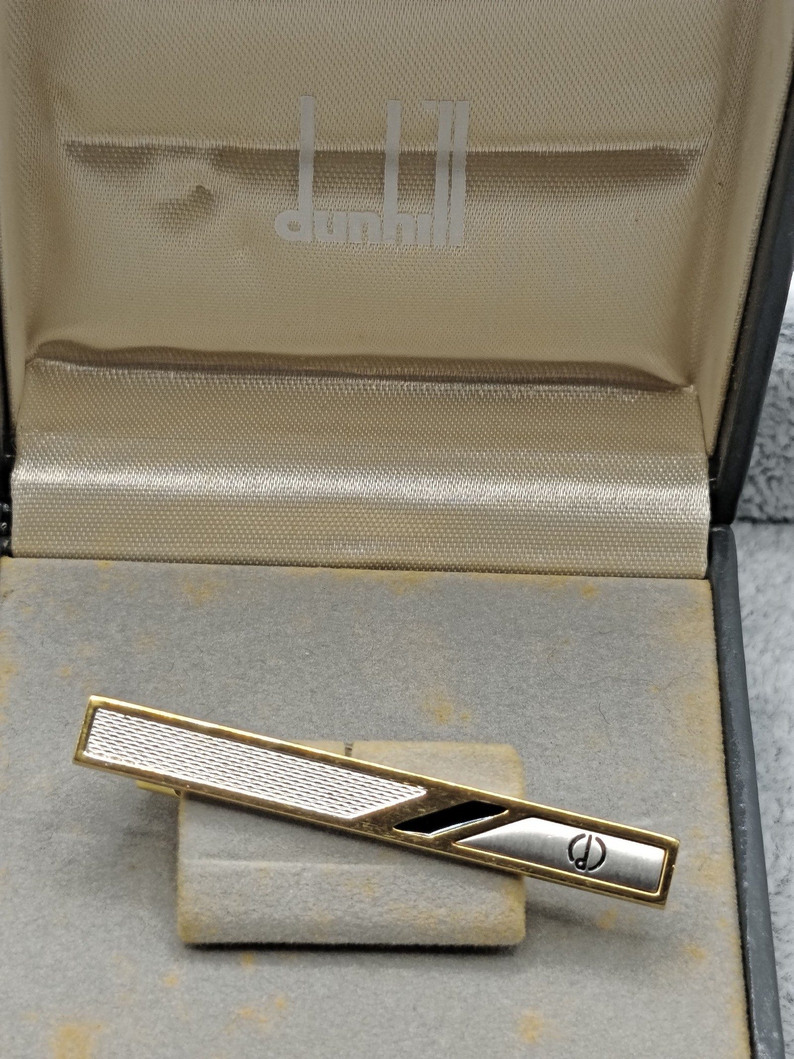 Dunhill Gold Tone & White Enamel Tie Clip image 2